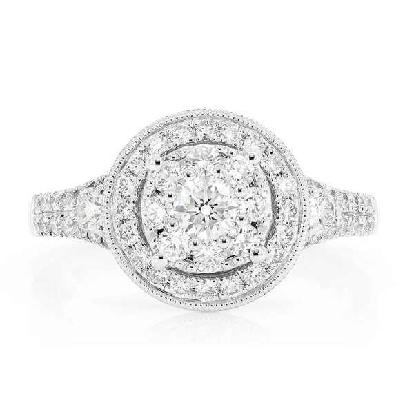 Antique Round Cluster Halo Diamond Ring