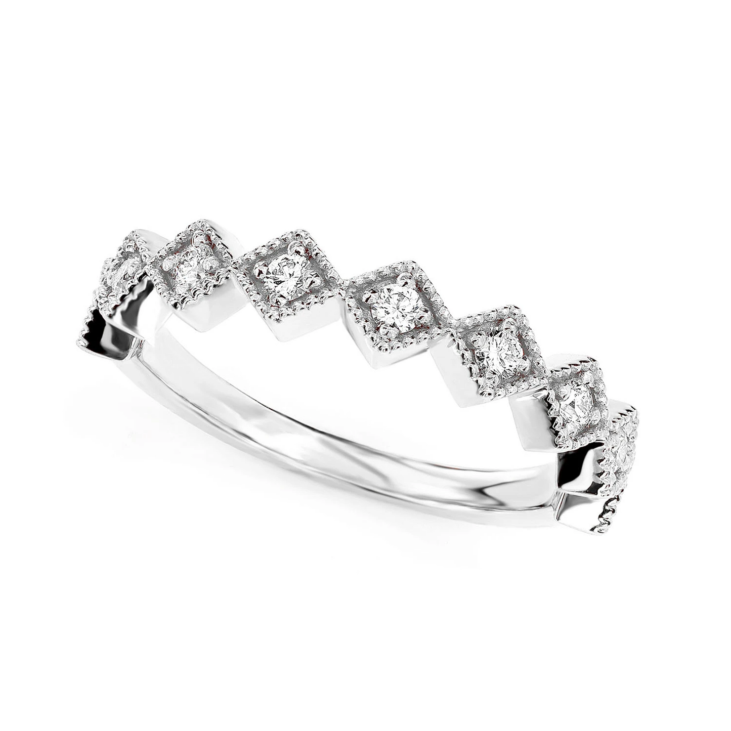 Slim Diamond Stackable Ring in 14K rose gold, alternate view