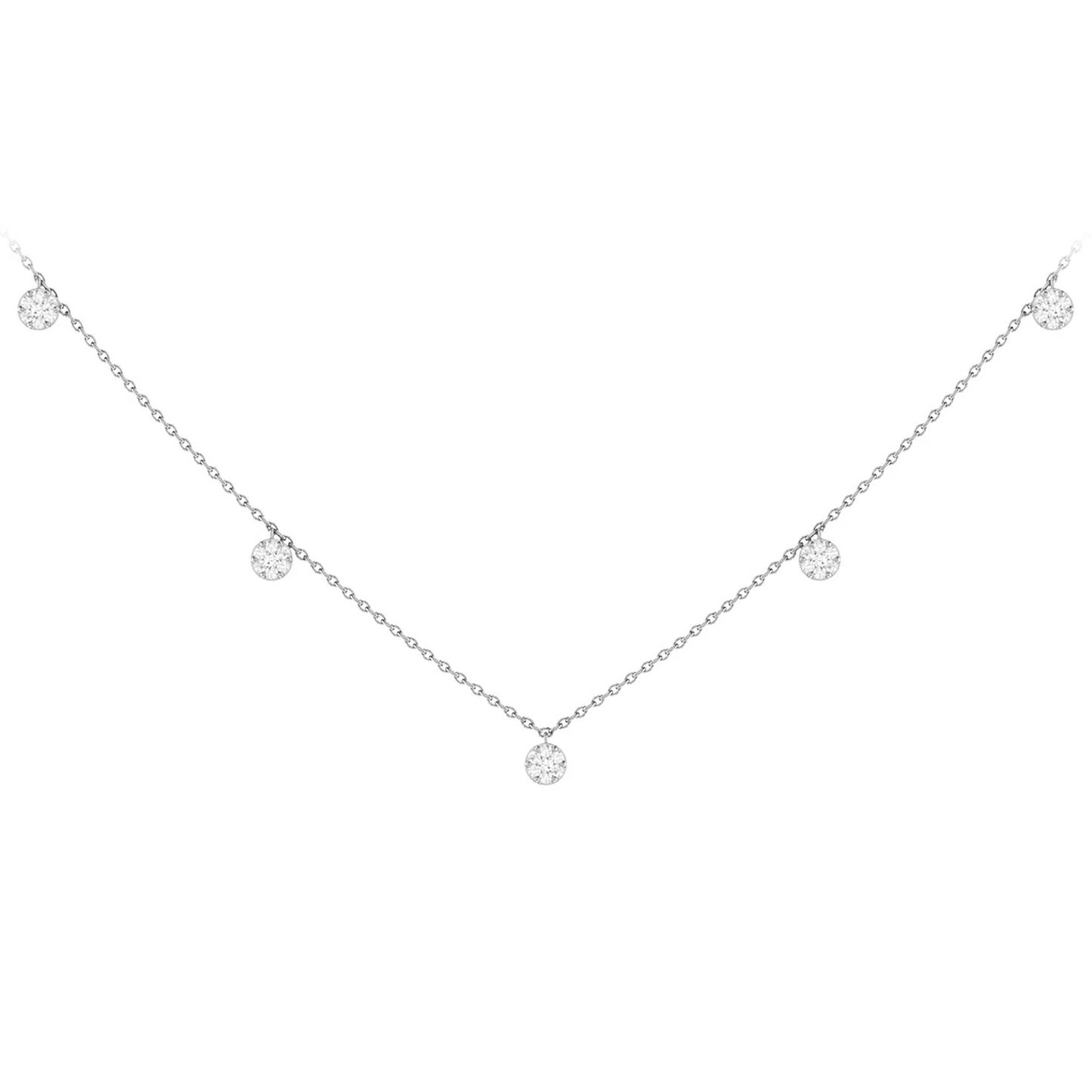 Diamond Disc Station Necklace in 14K white gold, front view