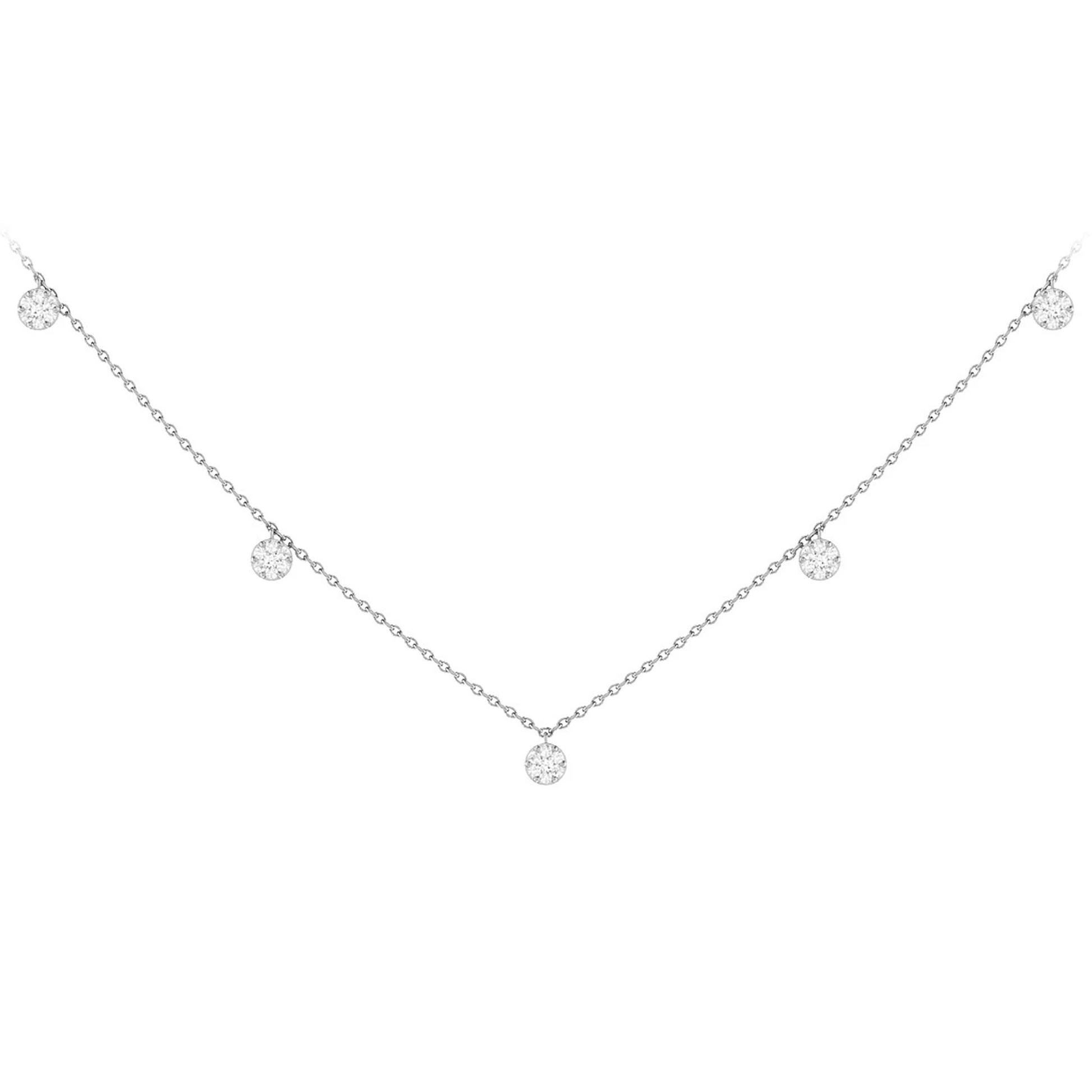 Diamond Disc Station Necklace in 14K white gold, front view