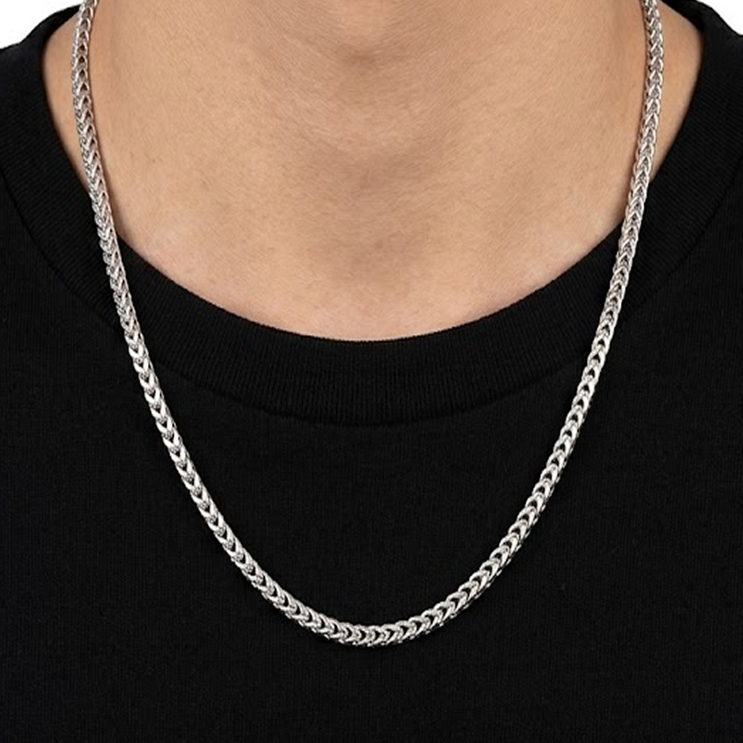 Franco Gold Chain in 14K white gold, 4mm width, alternate view