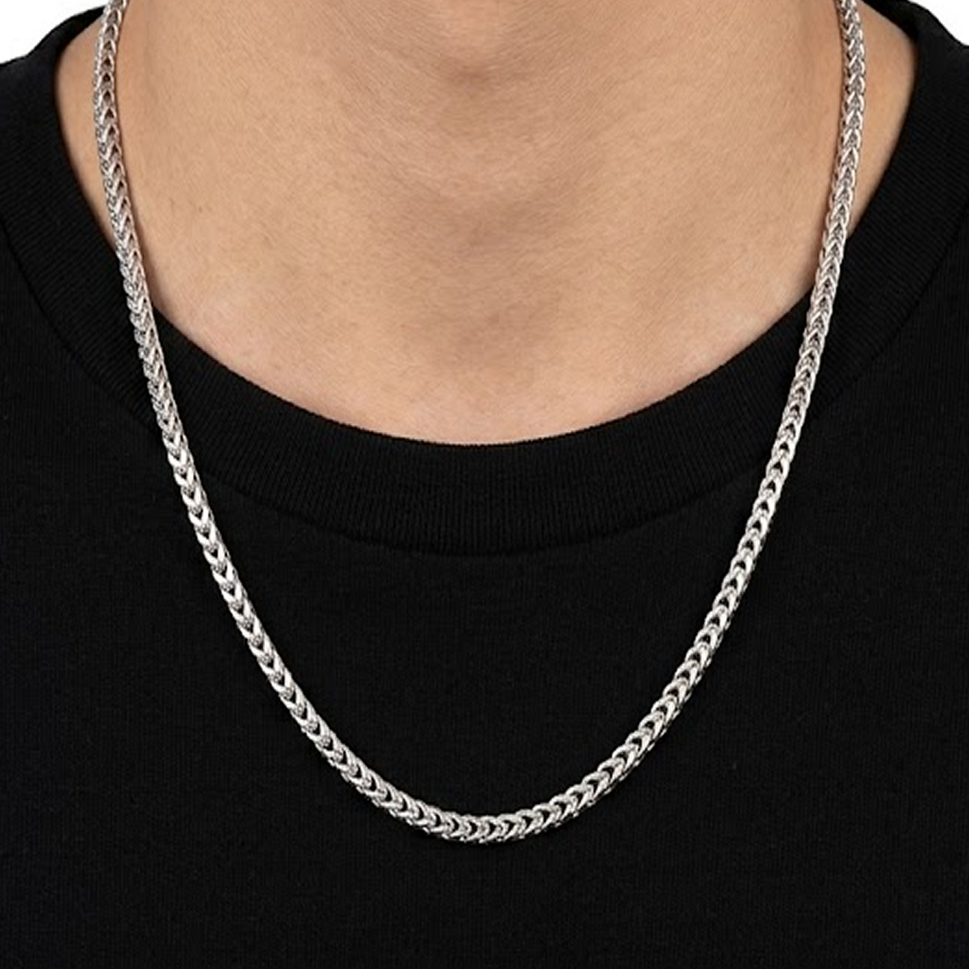 Franco Gold Chain in 14K white gold, 4mm width, alternate view
