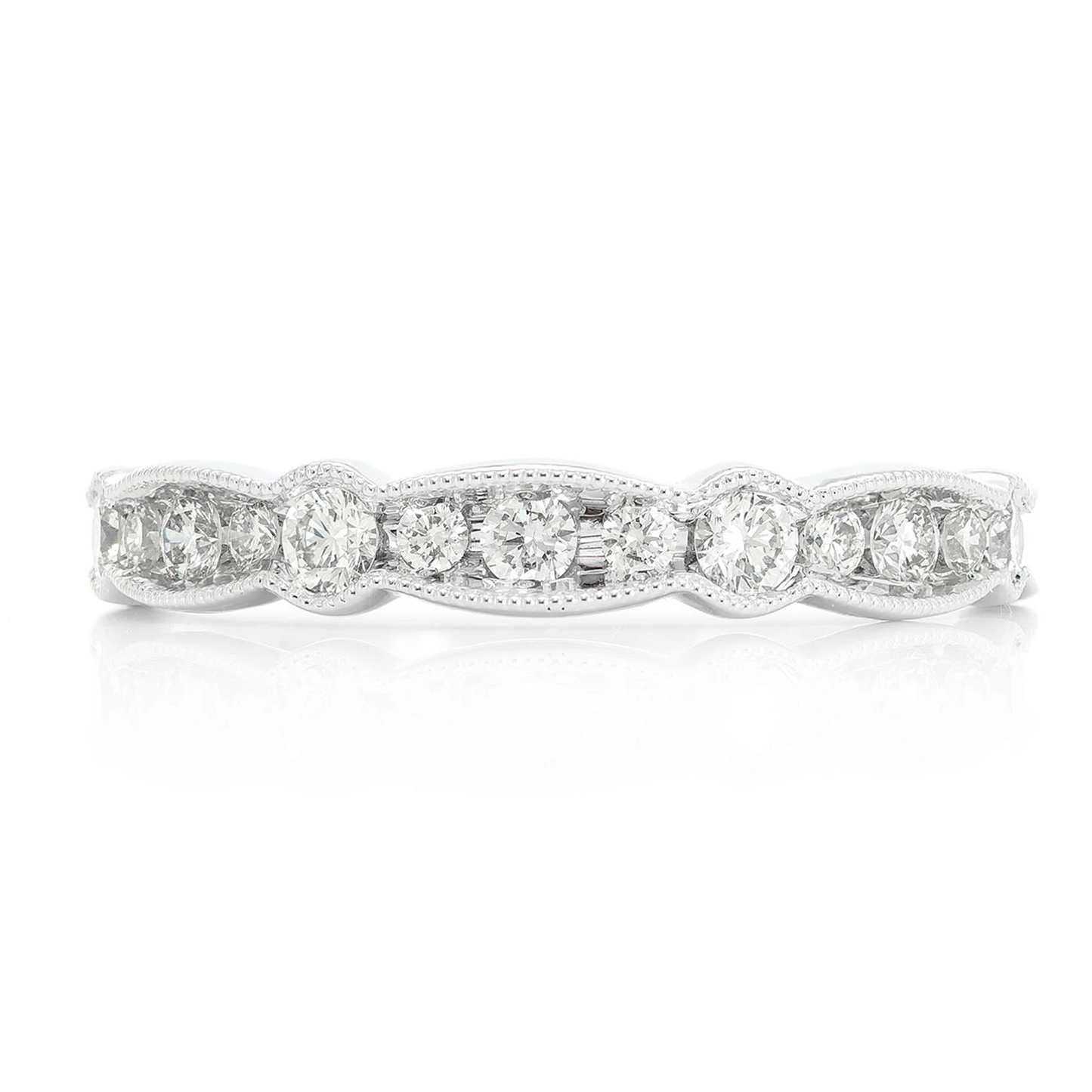 Classic Swirl Milgrain Ring in 14K white gold, front view