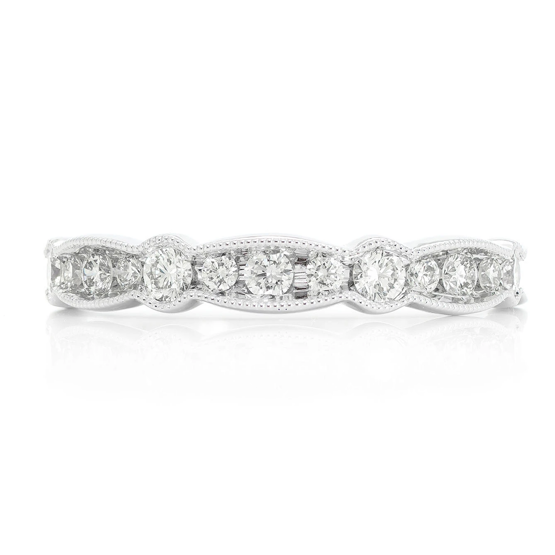 Classic Swirl Milgrain Ring in 14K white gold, front view