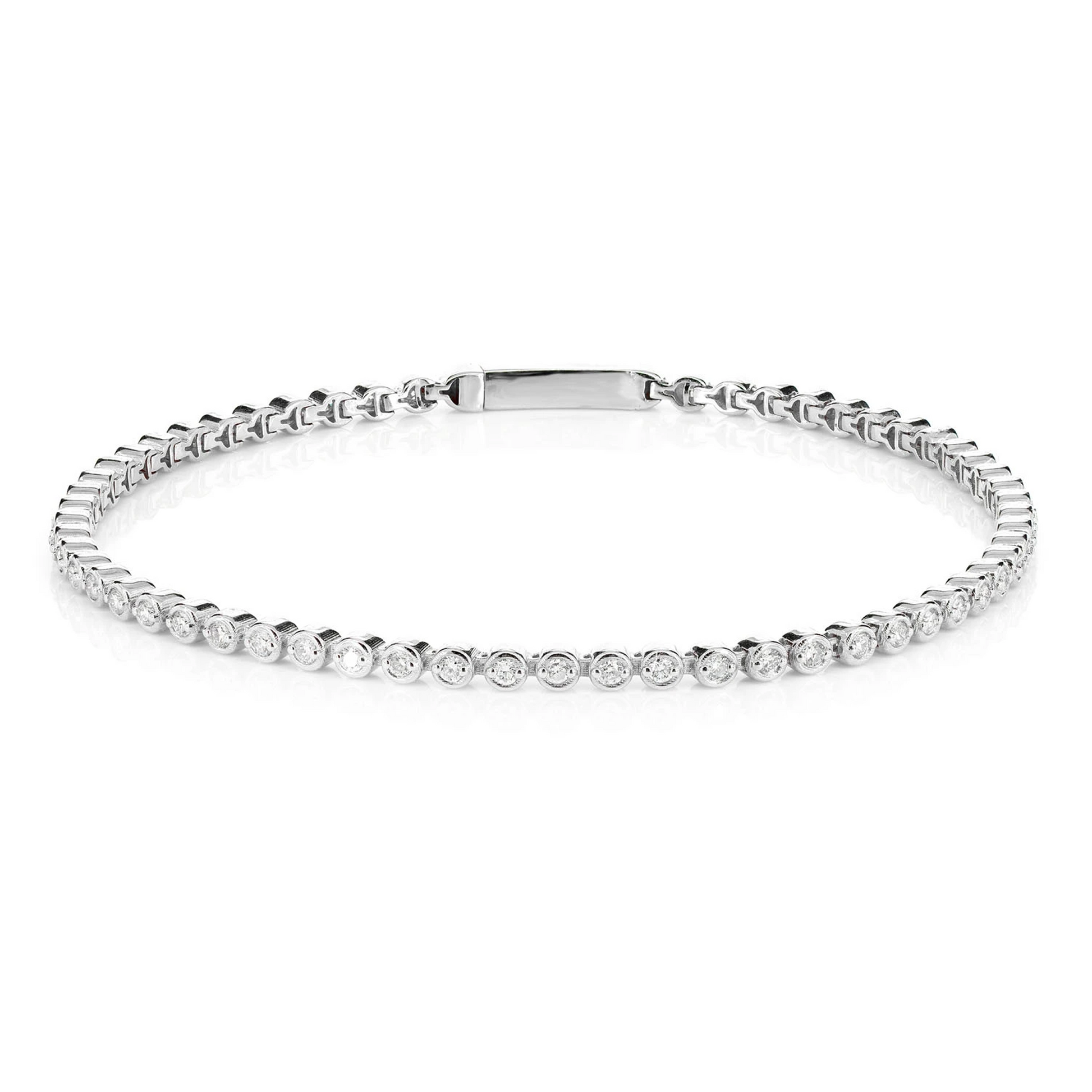 Extended Bezel Diamond Link Bracelet in 14K white gold, front view