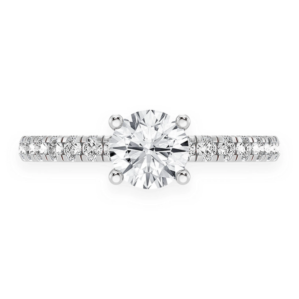 Round Solitaire One Row Under Halo Ring