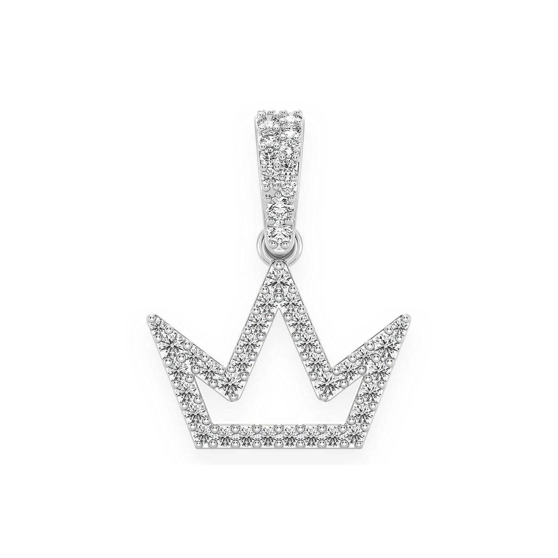 Open Crown Diamond Pendant in 14K white gold, front view