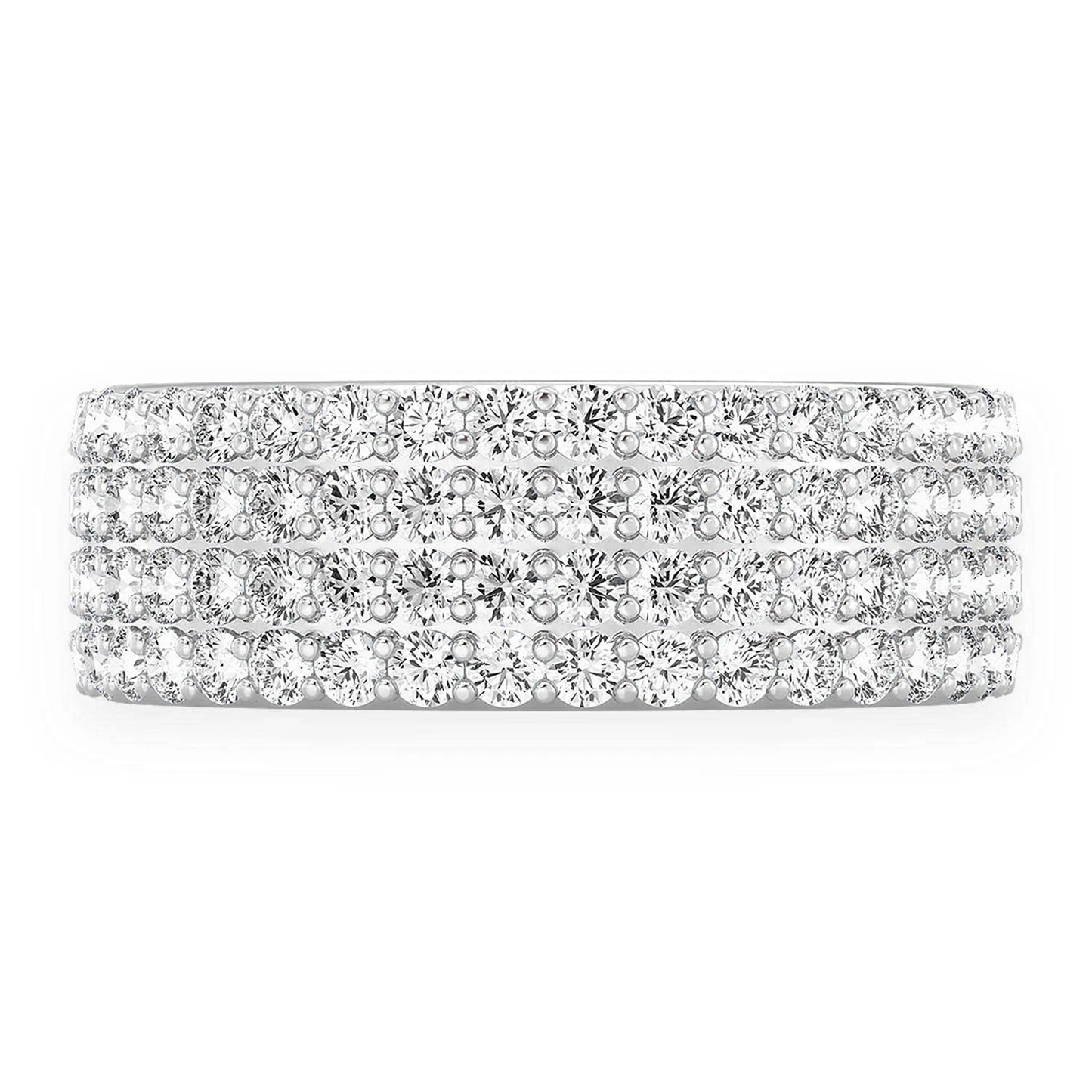Four Row Band Ring in 14K white gold, front view