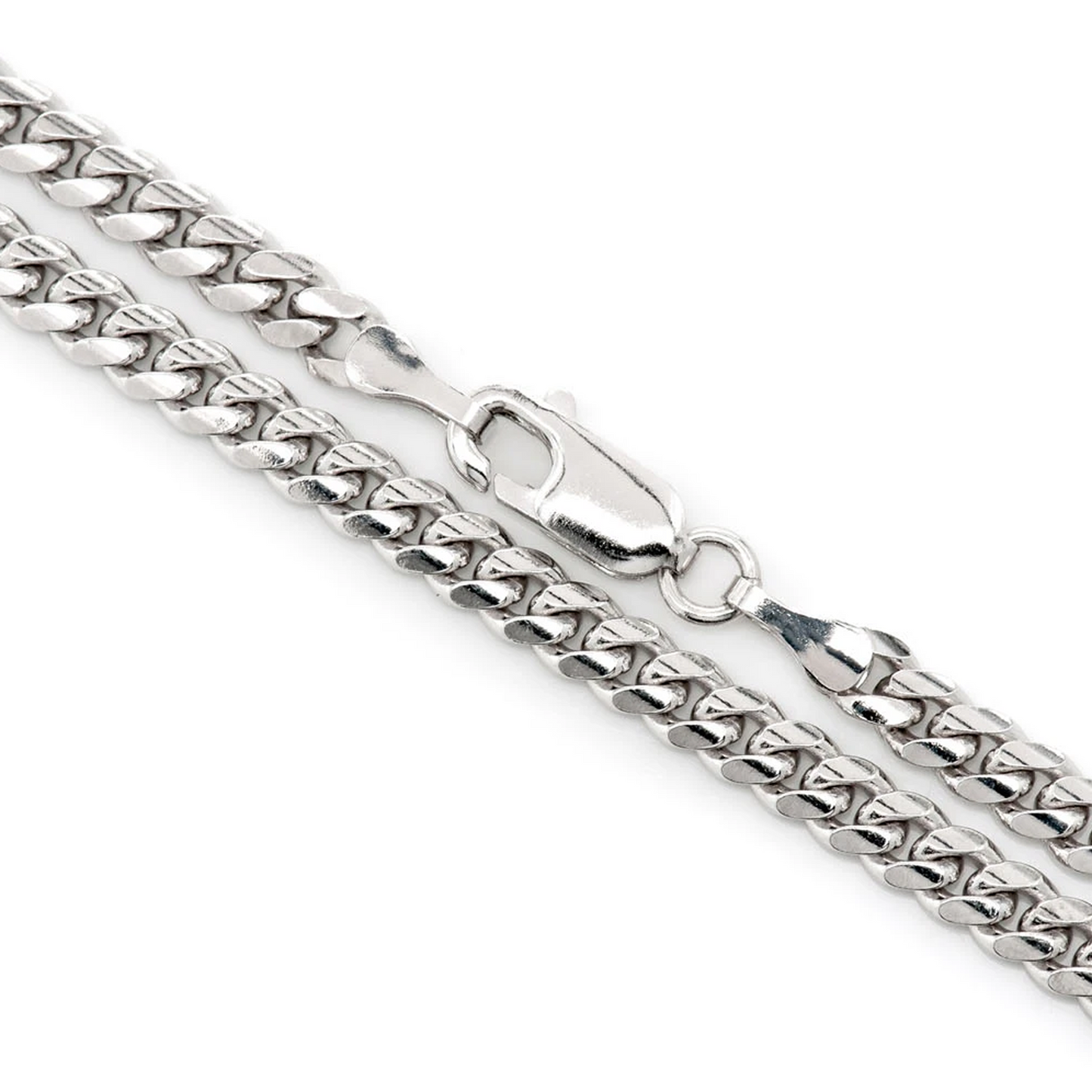 Miami Cuban Gold Chain in 14K white gold, 4mm width, detail view