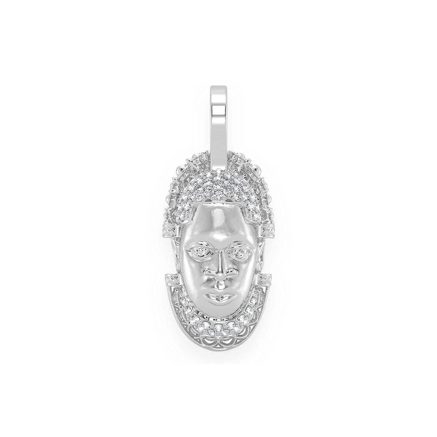 Edo Mask Diamond Pendant in 14K white gold, front view