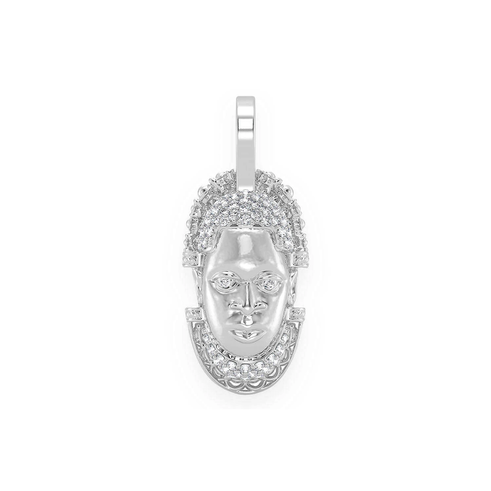 Edo Mask Diamond Pendant in 14K white gold, front view