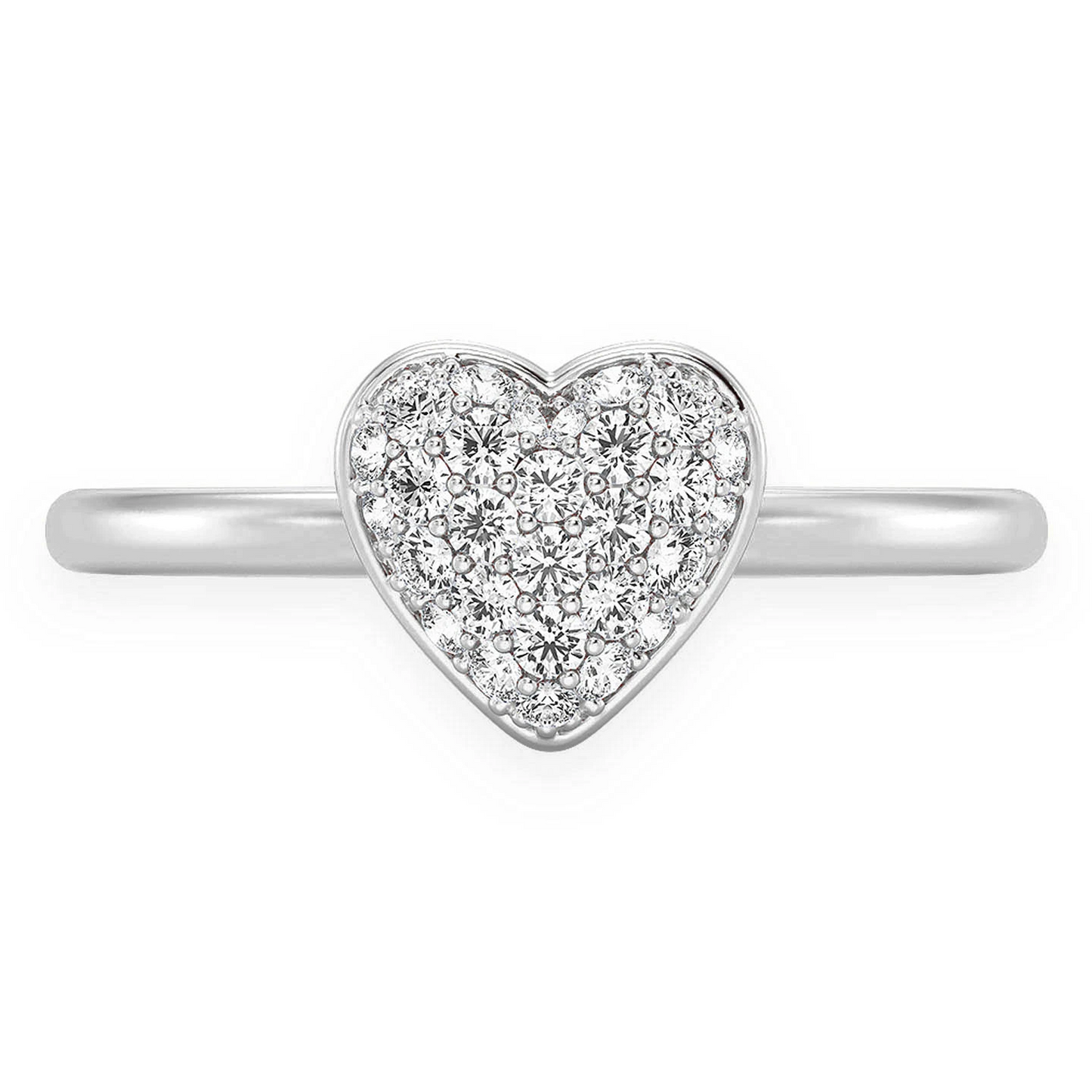 Bubbly Heart Diamond Ring in 14K white gold, 0.20ctw, front view