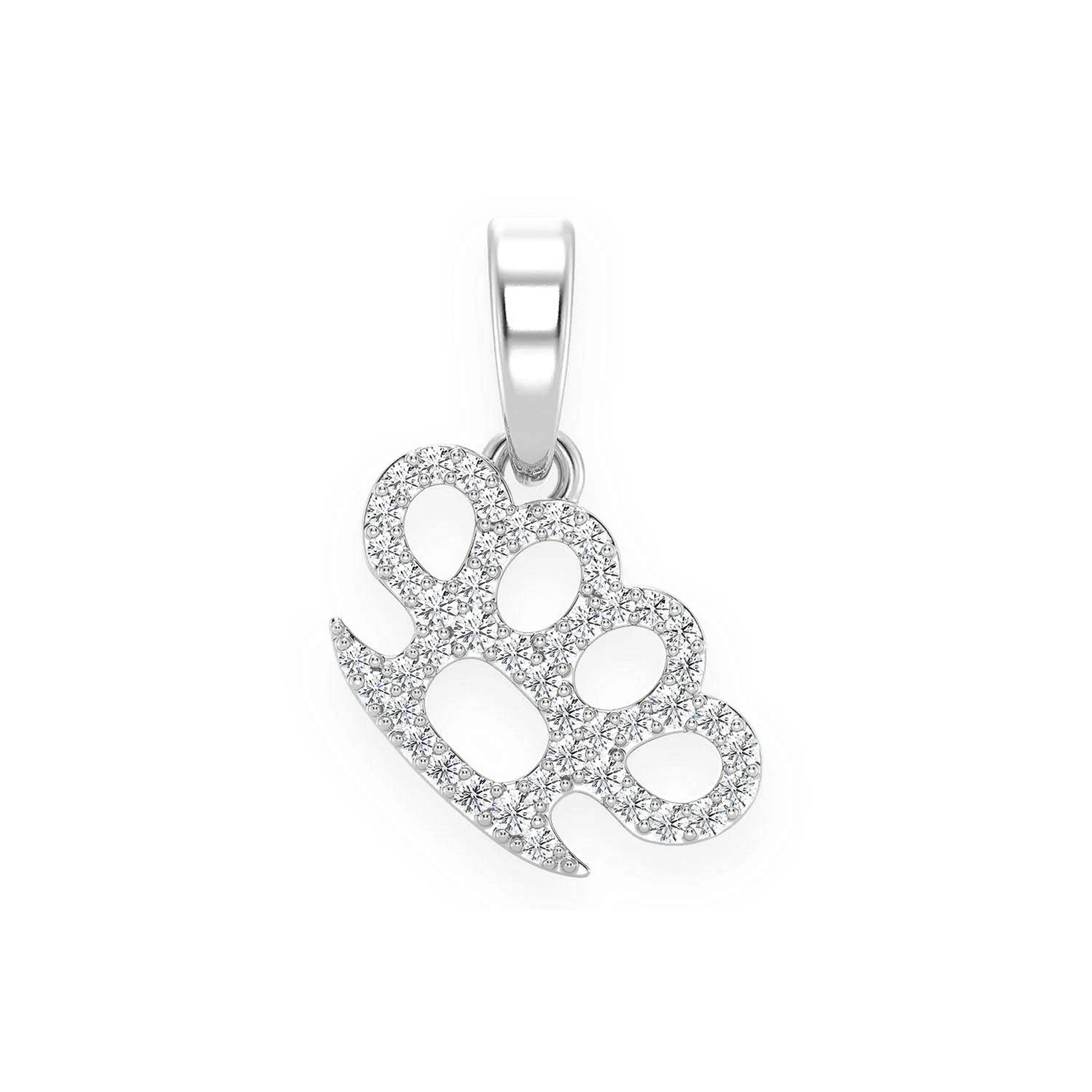 Brass Knuckle Diamond Pendant in 14K white gold, front view