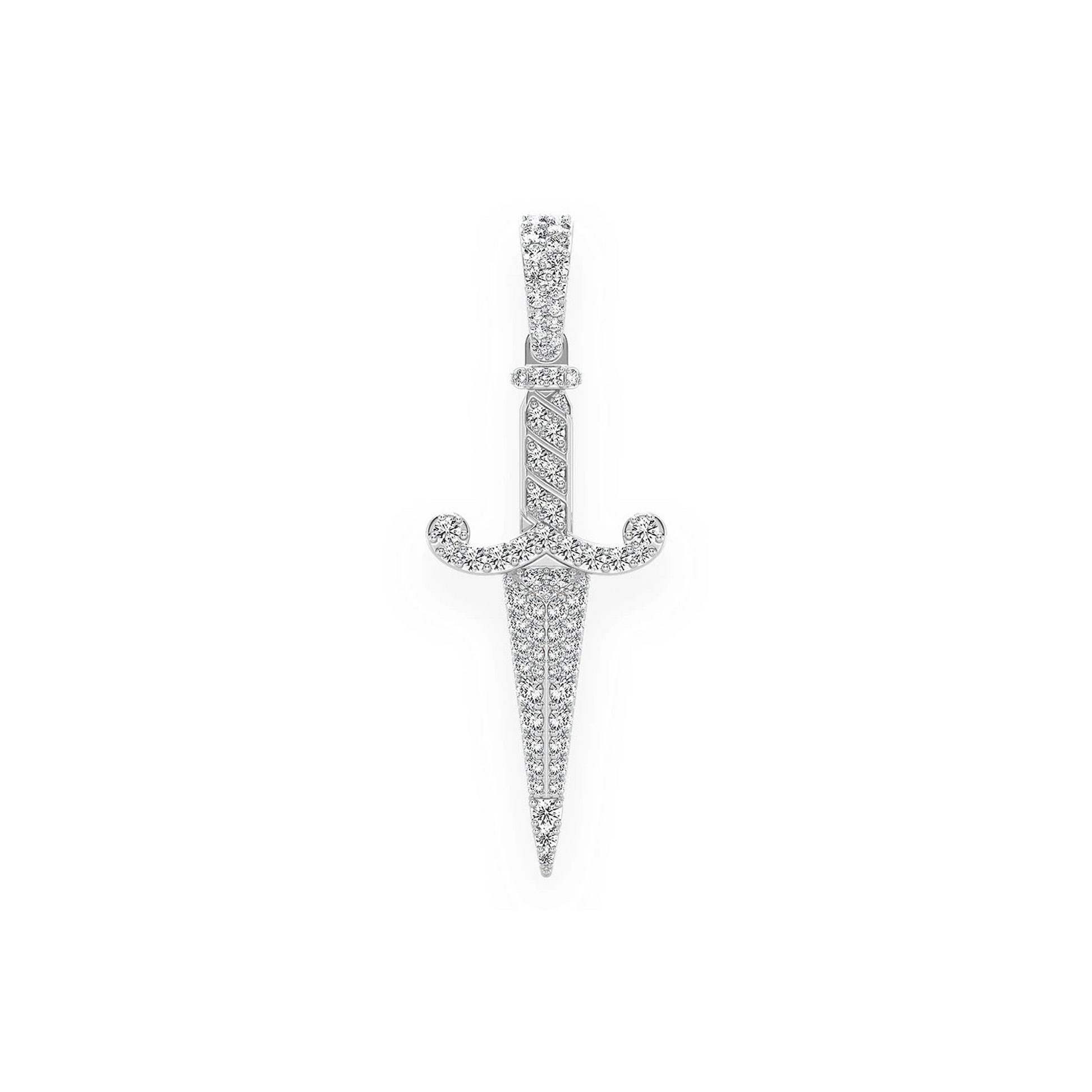 Dagger Pendant in 14K white gold, Statement | 1.50ctw, front view