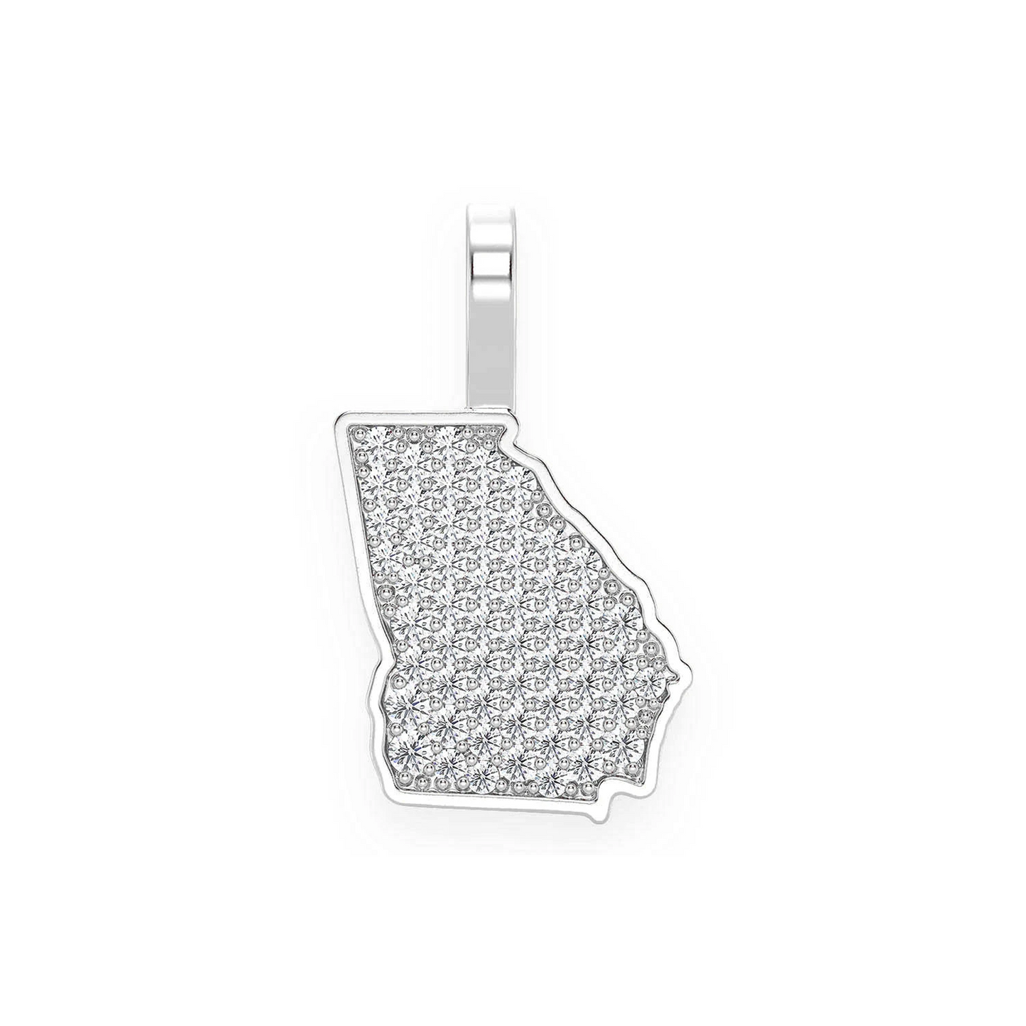 US State Diamond Pendant in 14K white gold, Georgia design, front view