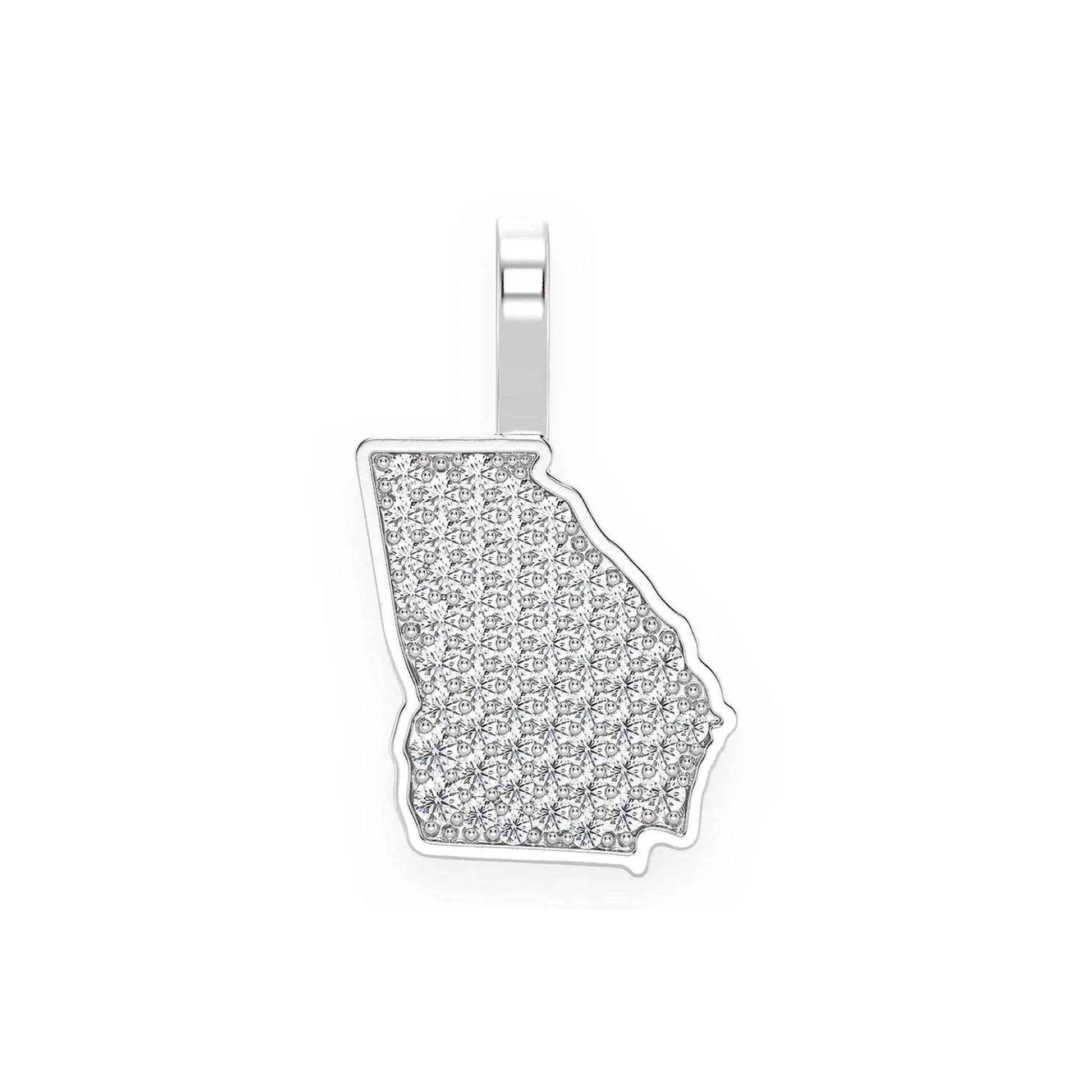 US State Diamond Pendant in 14K white gold, Georgia design, front view