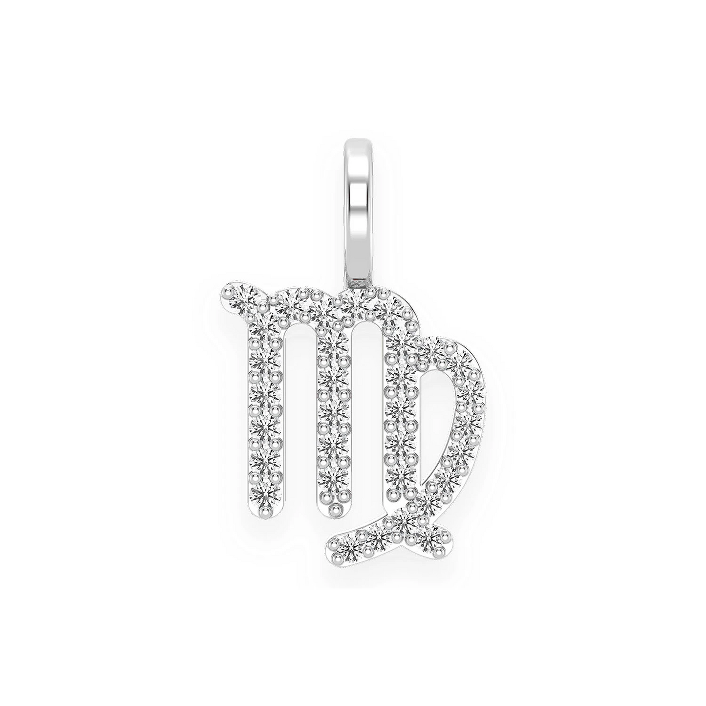 Astrology Zodiac Diamond Pendant in 14K white gold, Virgo design, front view
