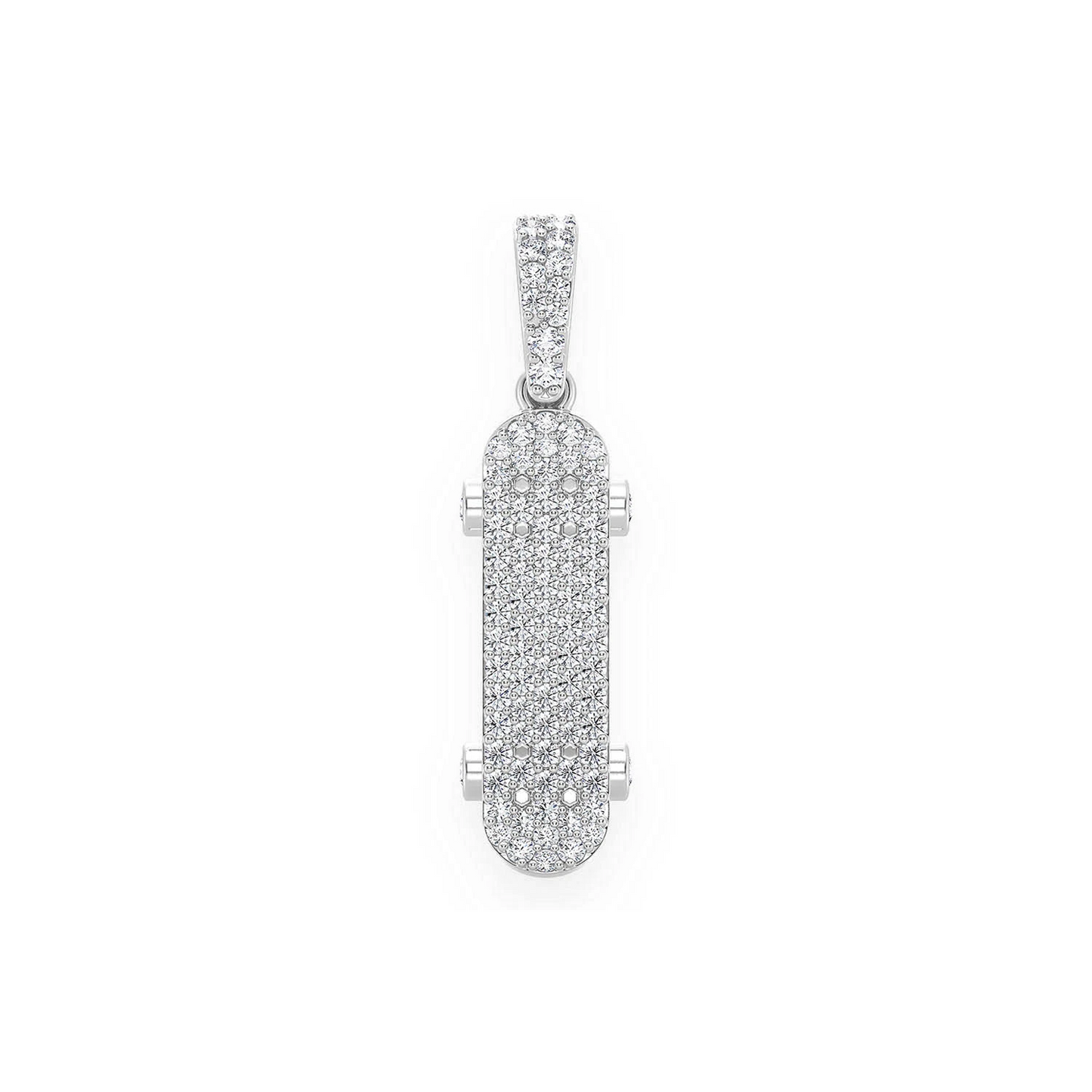 Skateboard Diamond Pendant in 14K white gold, front view