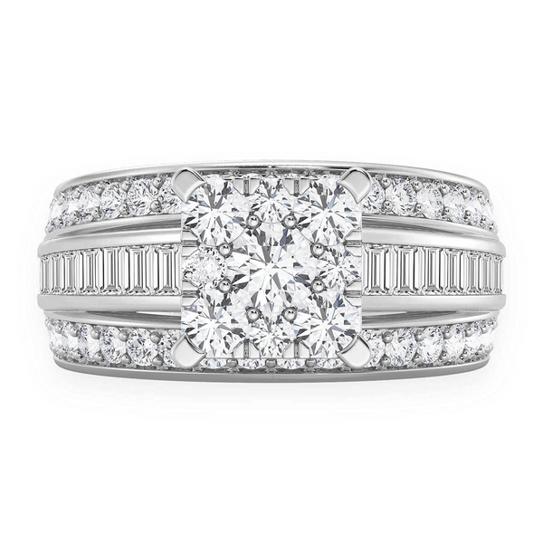 Cathedral Channel Baguette Engagement Ring