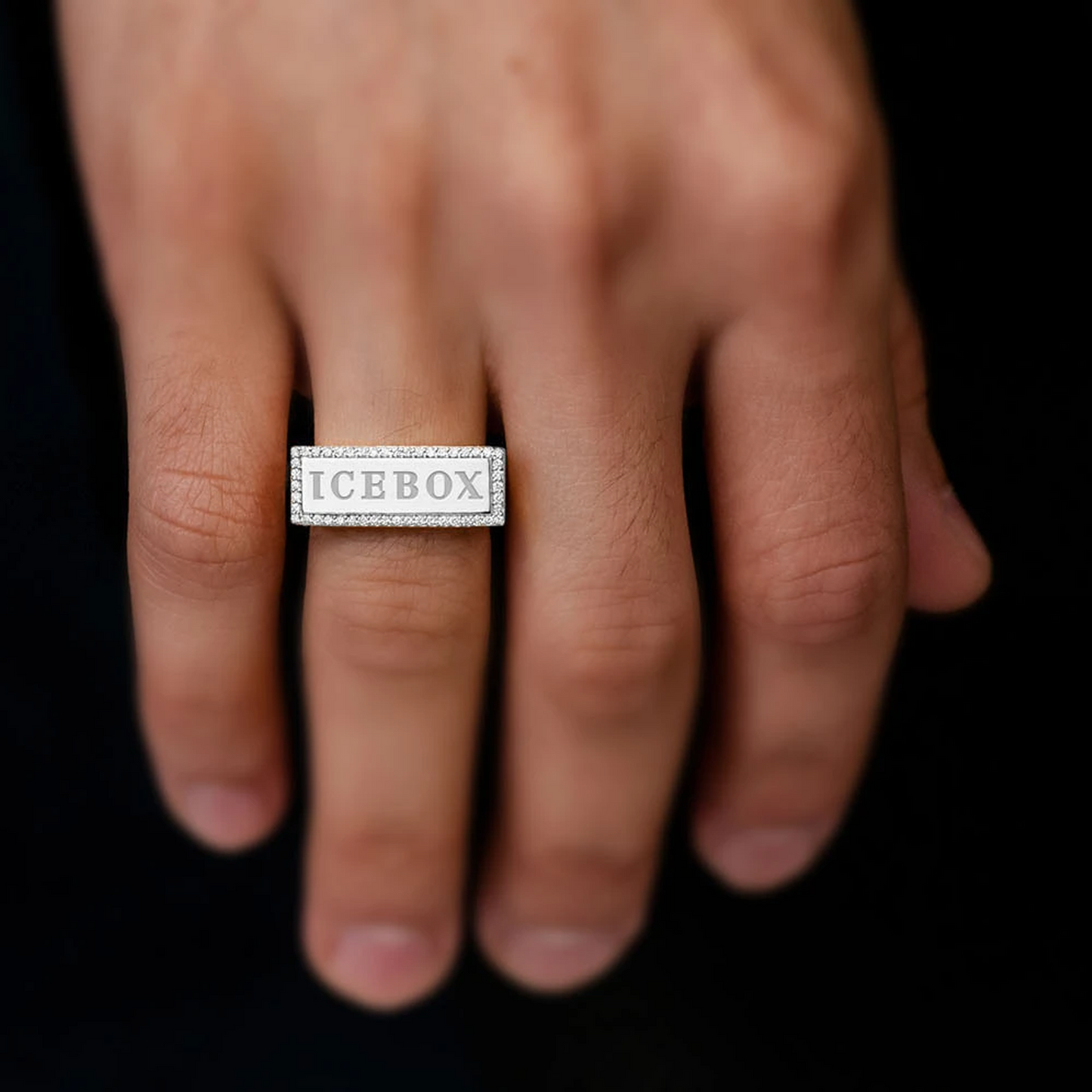 Icebox Logo Diamond Ring in 14K white gold, alternate view