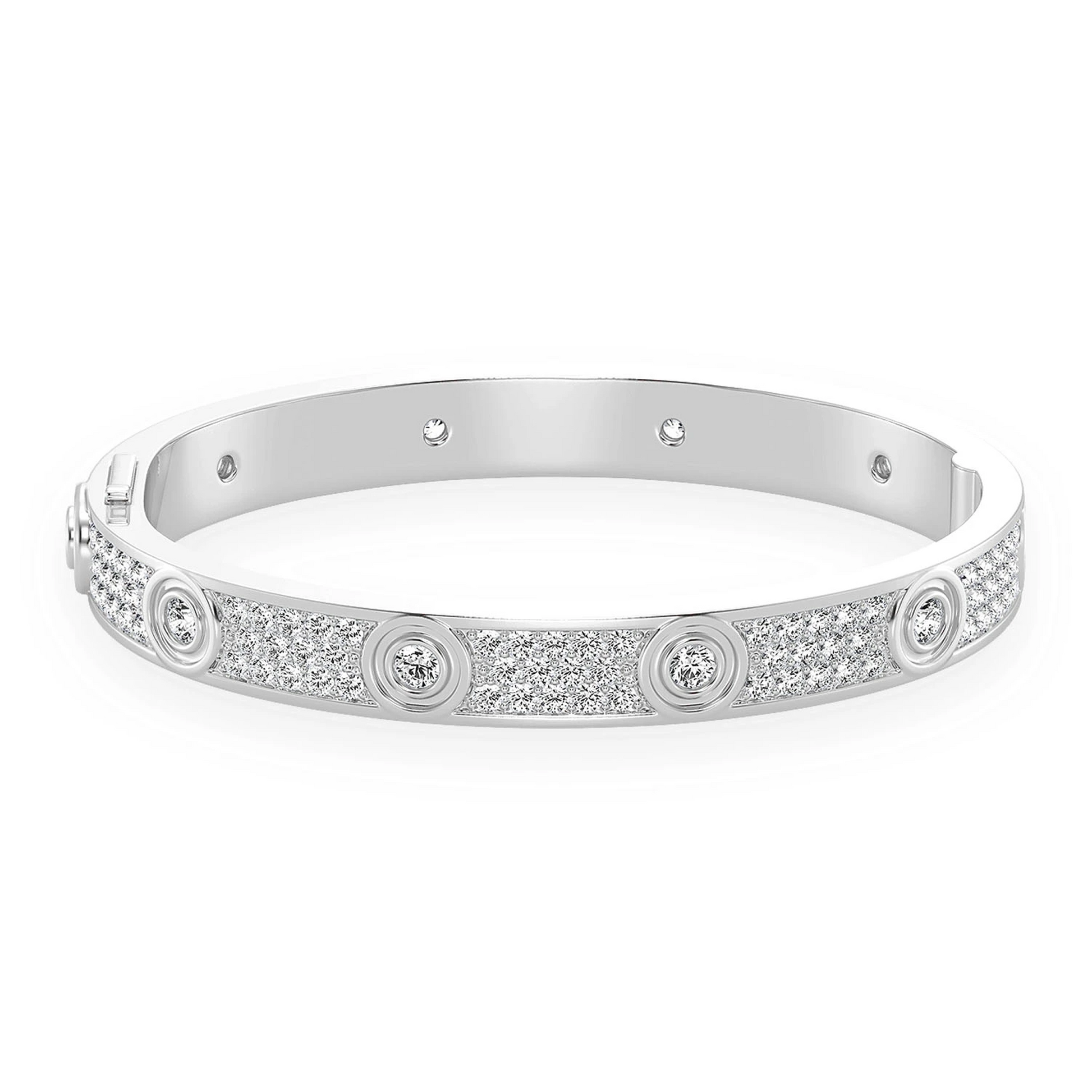 Eternity Diamond Bangle in 14K white gold, front view