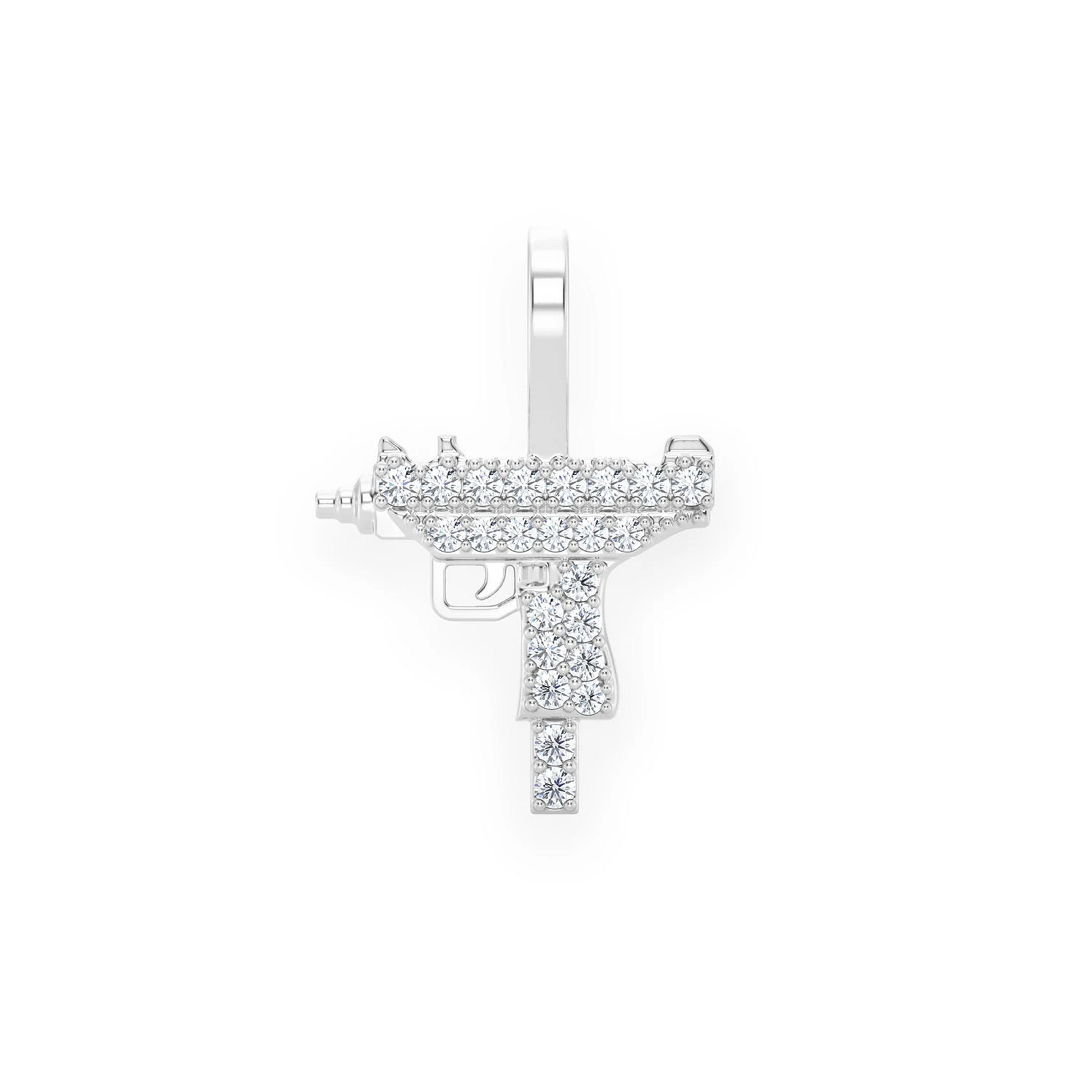 Uzi Diamond Pendant in 14K white gold, 0.15ctw, front view