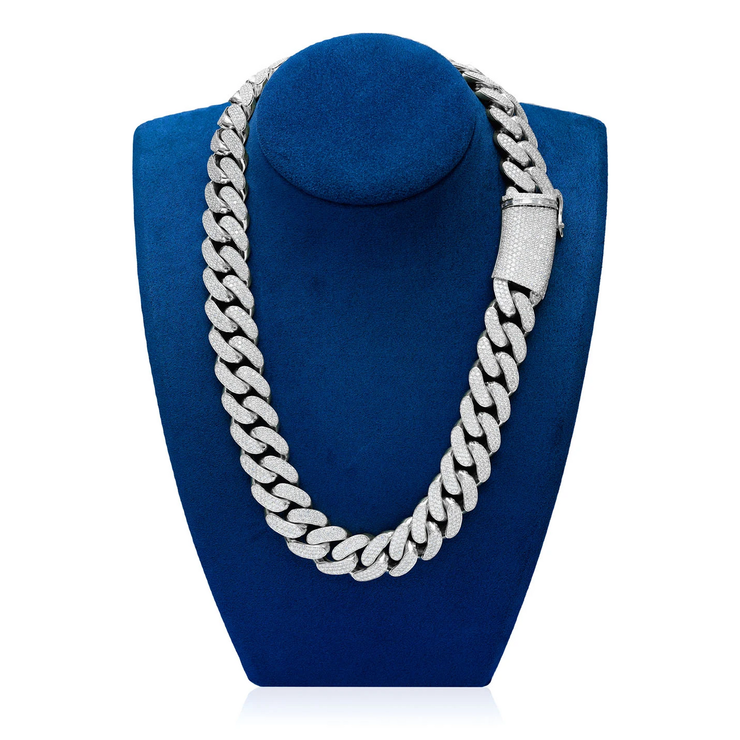 Iced Miami Cuban Necklace in 14K white gold, 20mm / 41.00ctw width, alternate view