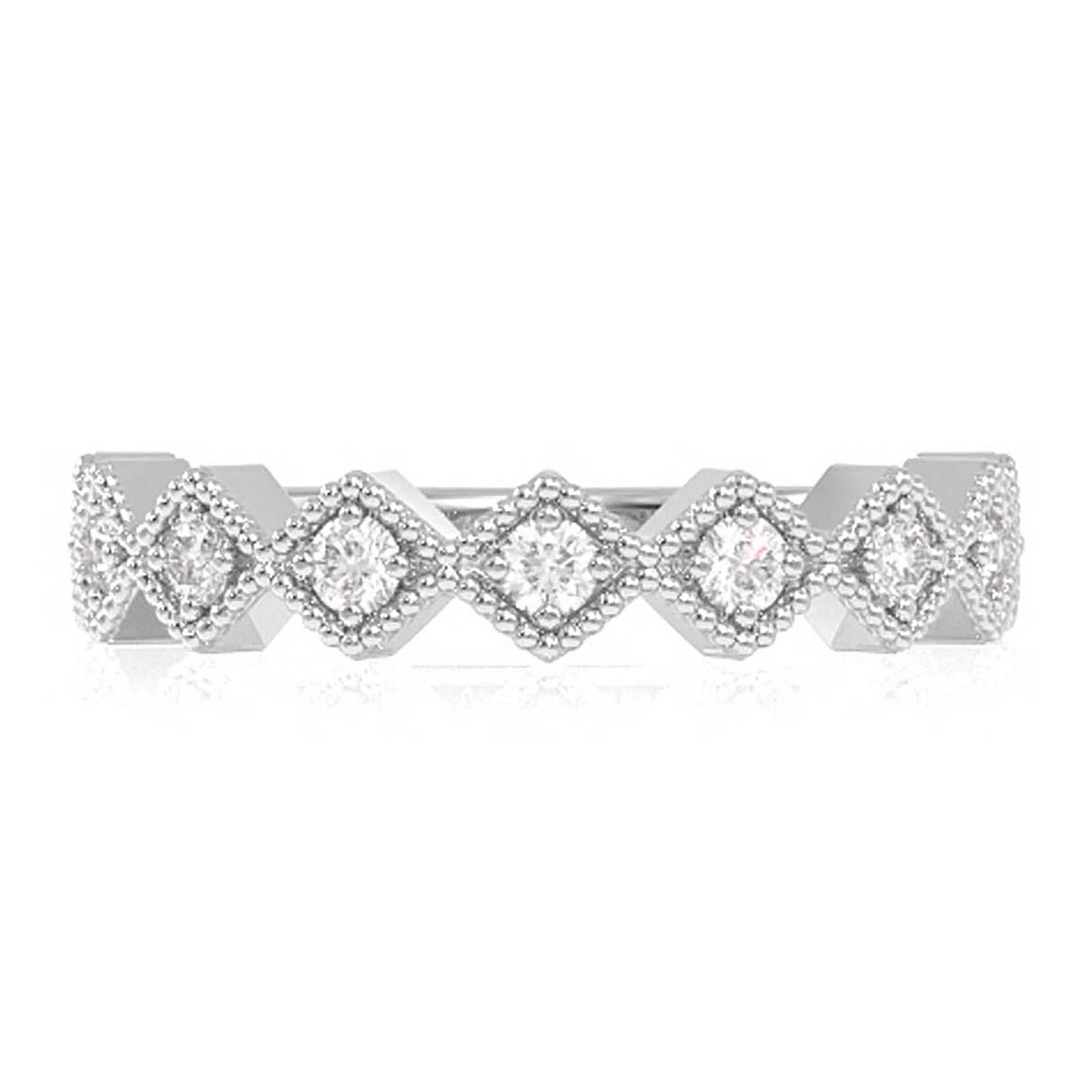 Slim Diamond Stackable Ring in 14K white gold, front view