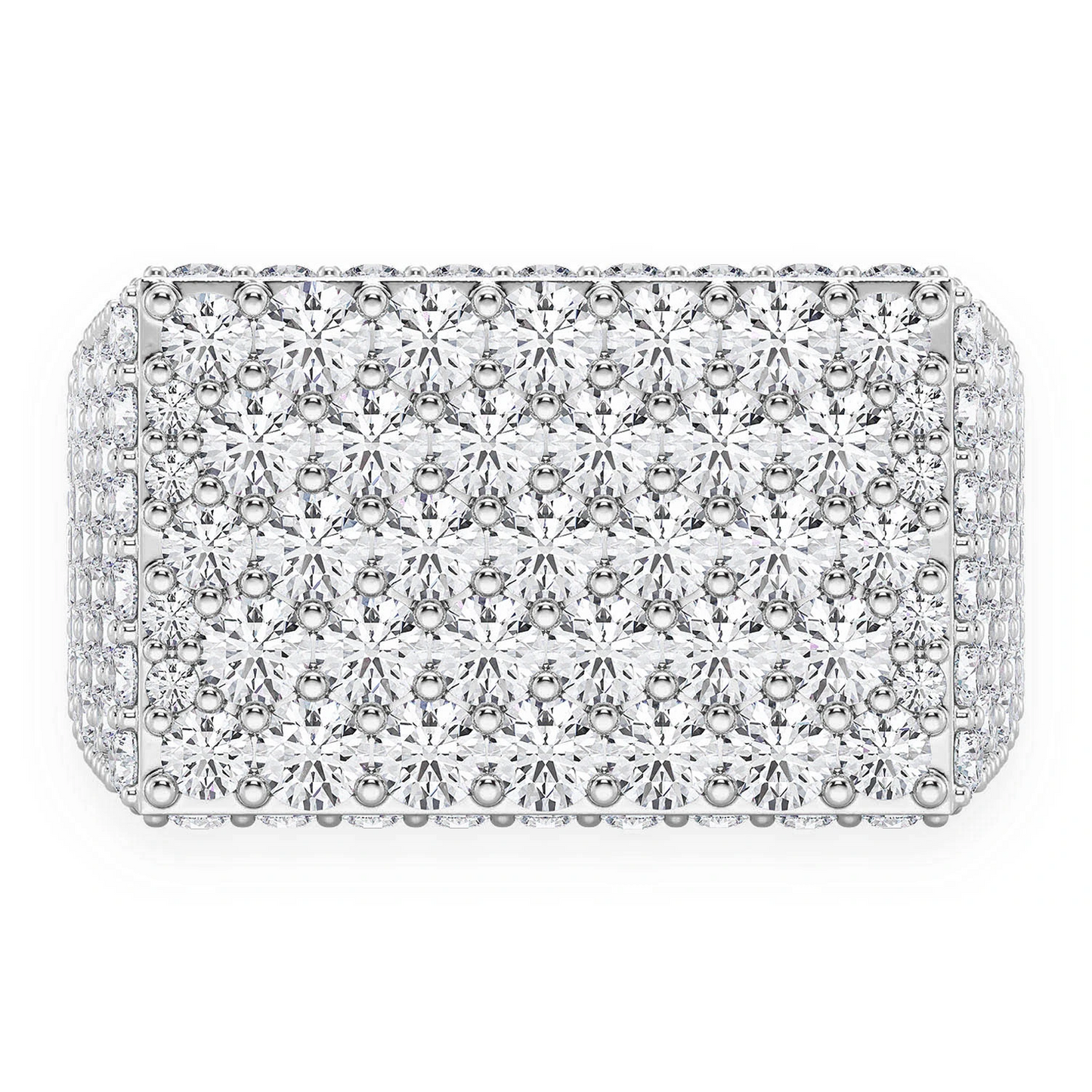 Rectangle Top Diamond Signet Ring in 14K white gold, front view