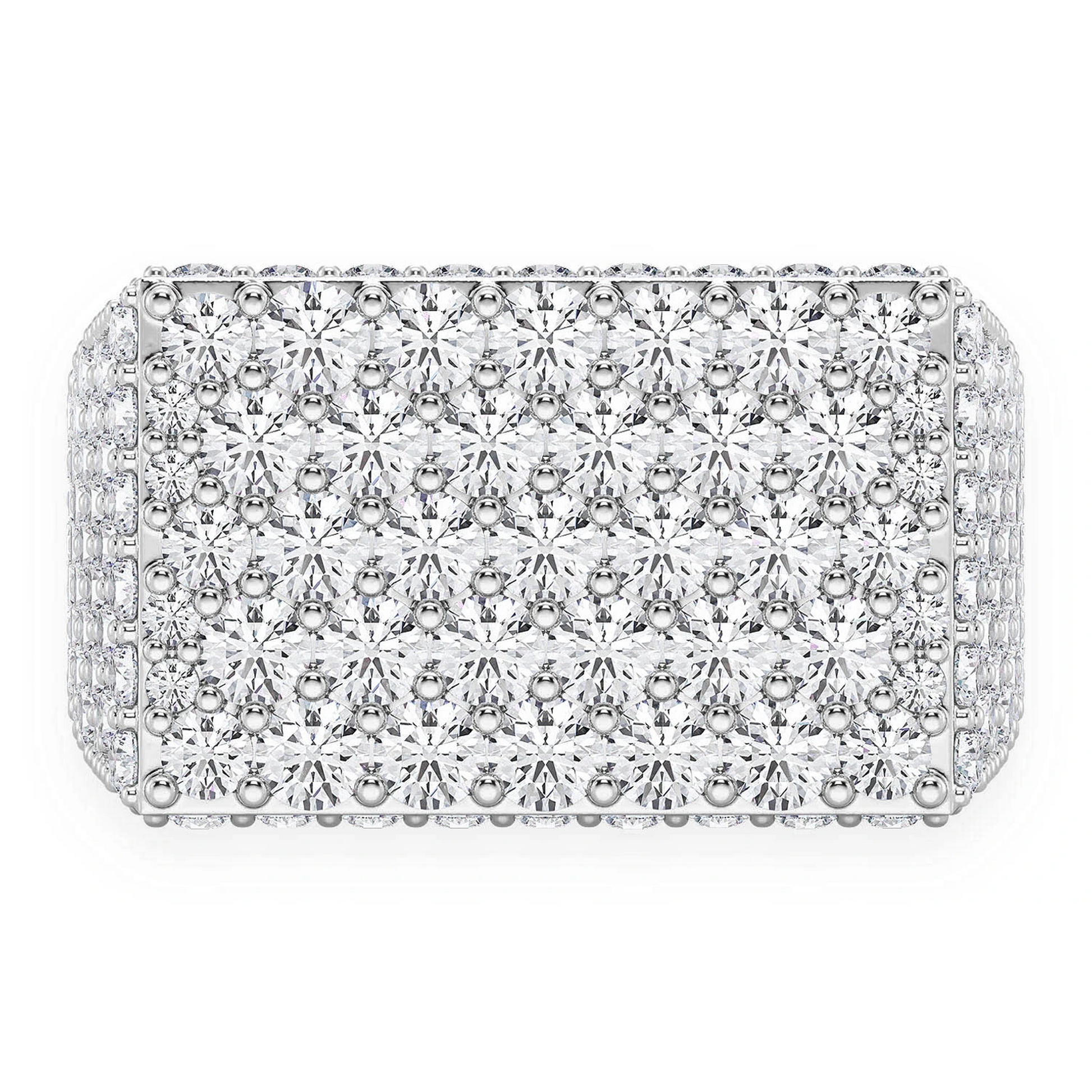 Rectangle Top Diamond Signet Ring in 14K white gold, front view