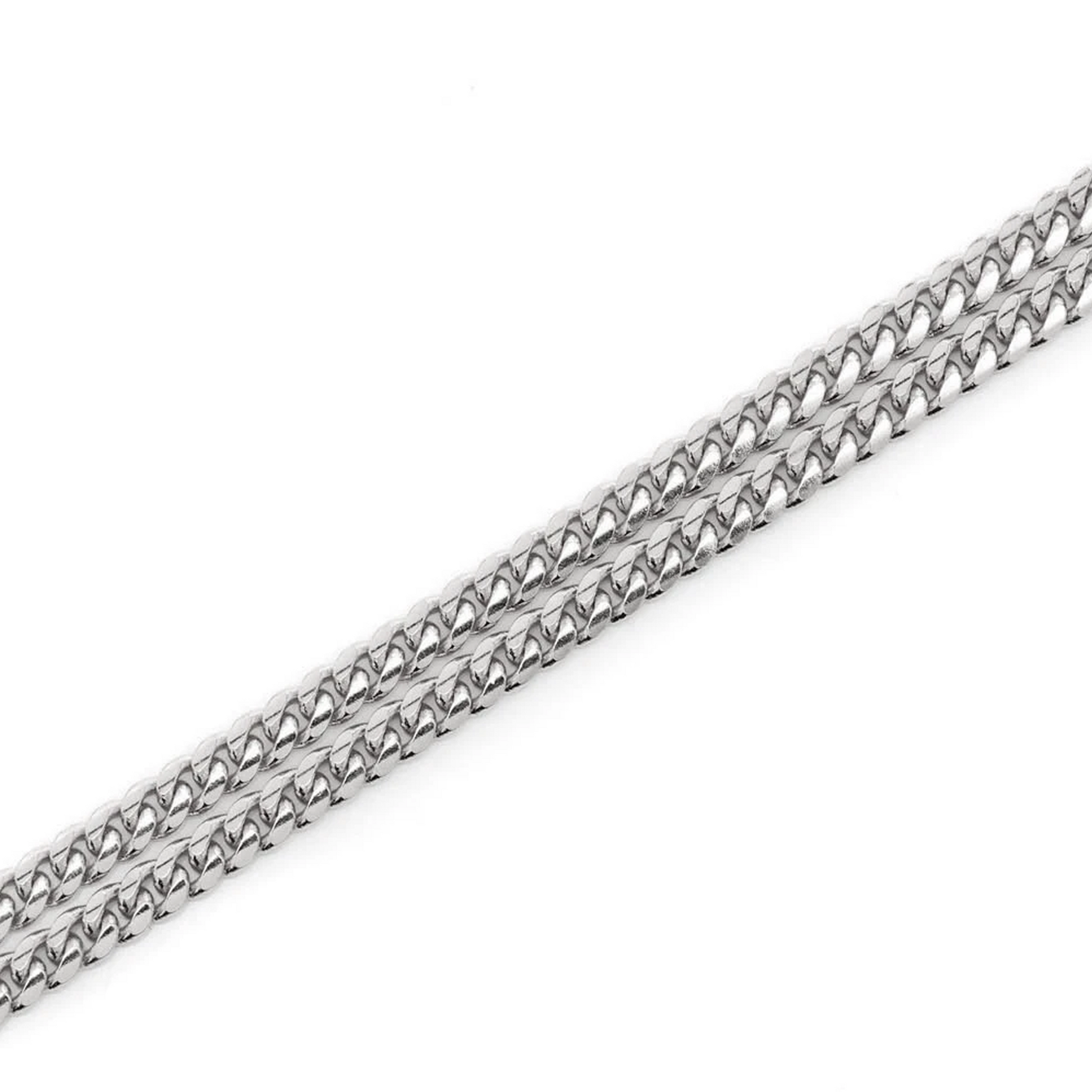 Miami Cuban Gold Chain in 14K white gold, 2.5mm width, detail view