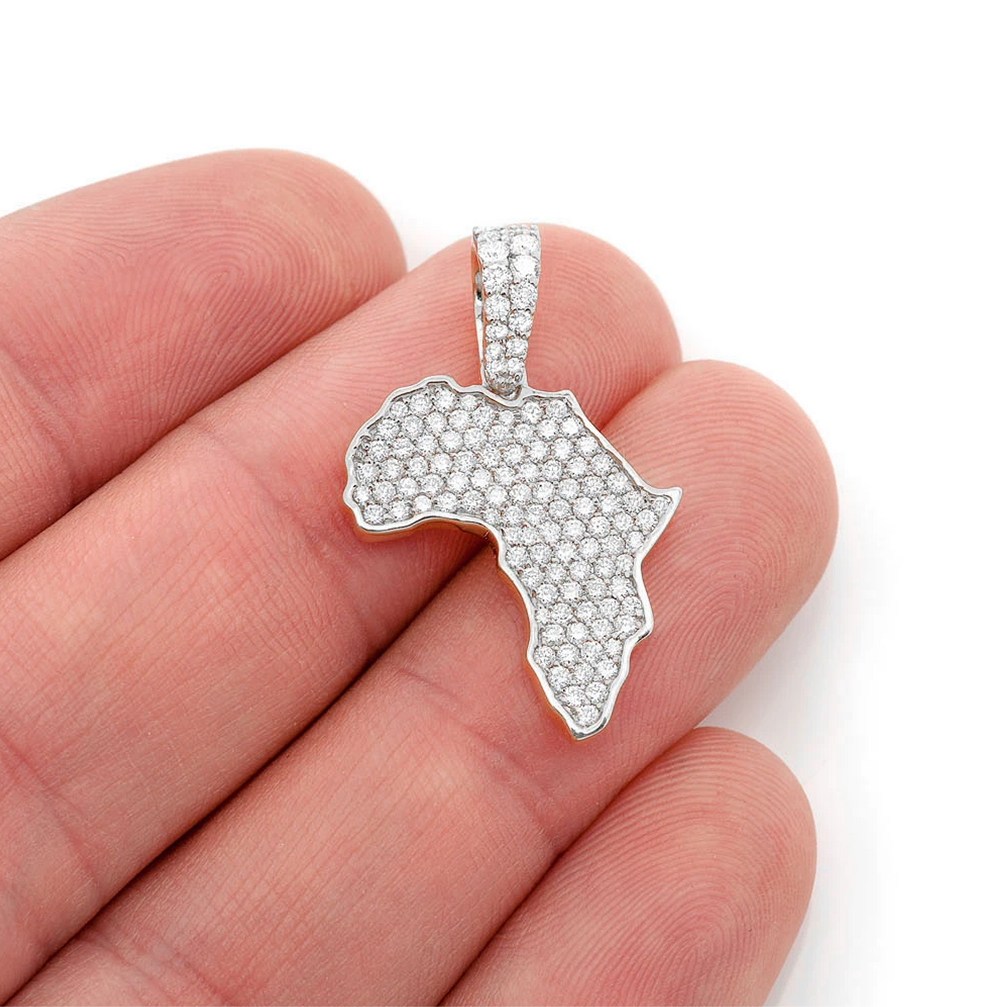 Africa Diamond Pendant in 14K white gold, Signature | 1.10ctw, angled view
