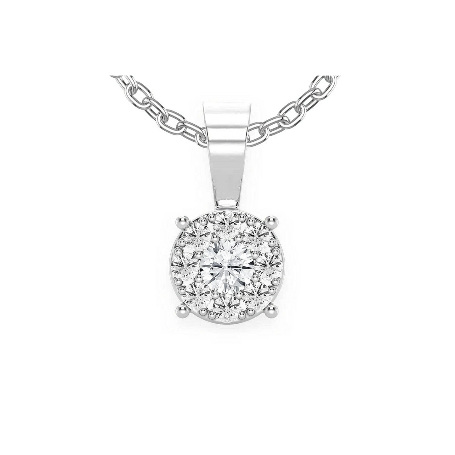 Mosaic Diamond Pendant in 14K white gold, Signature | 0.25ctw, front view