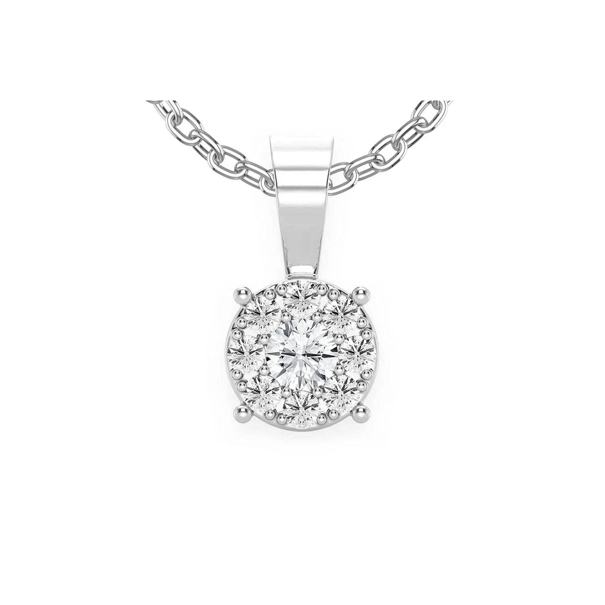 Mosaic Diamond Pendant in 14K white gold, Signature | 0.25ctw, front view