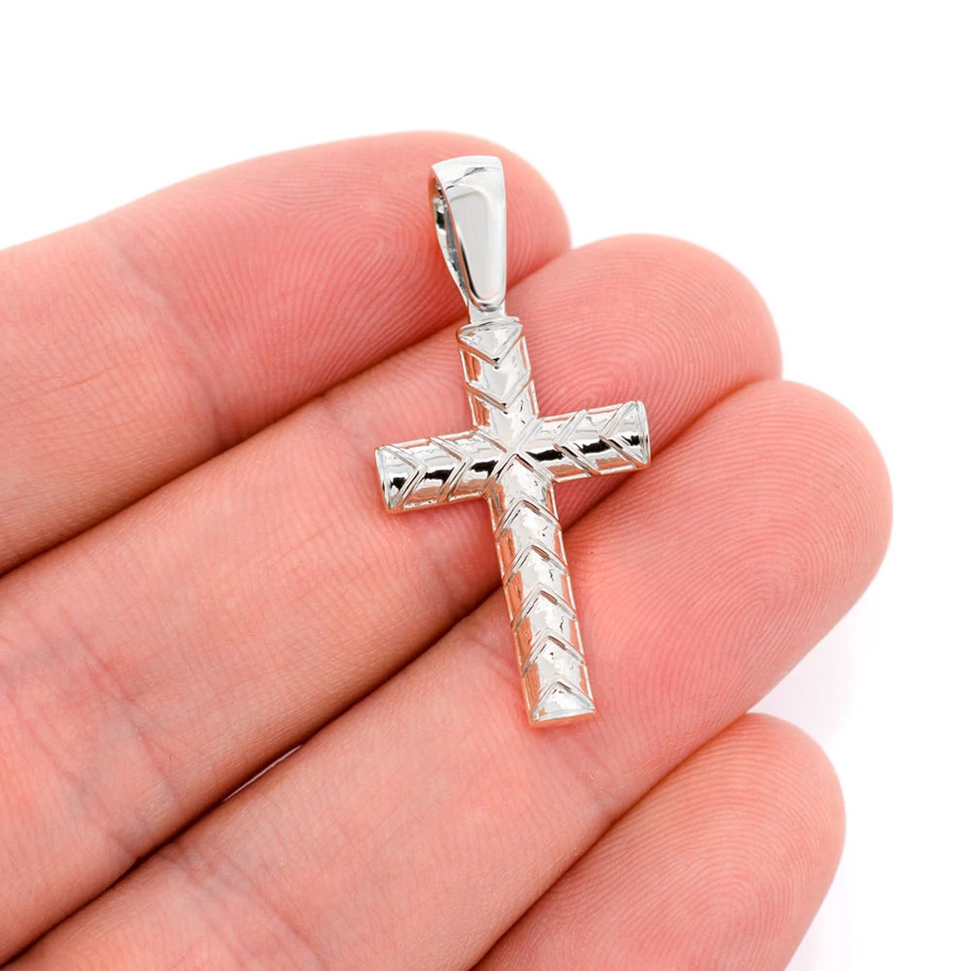 X Design Cross Pendant in 14K white gold, Set | 0.75ctw, angled view