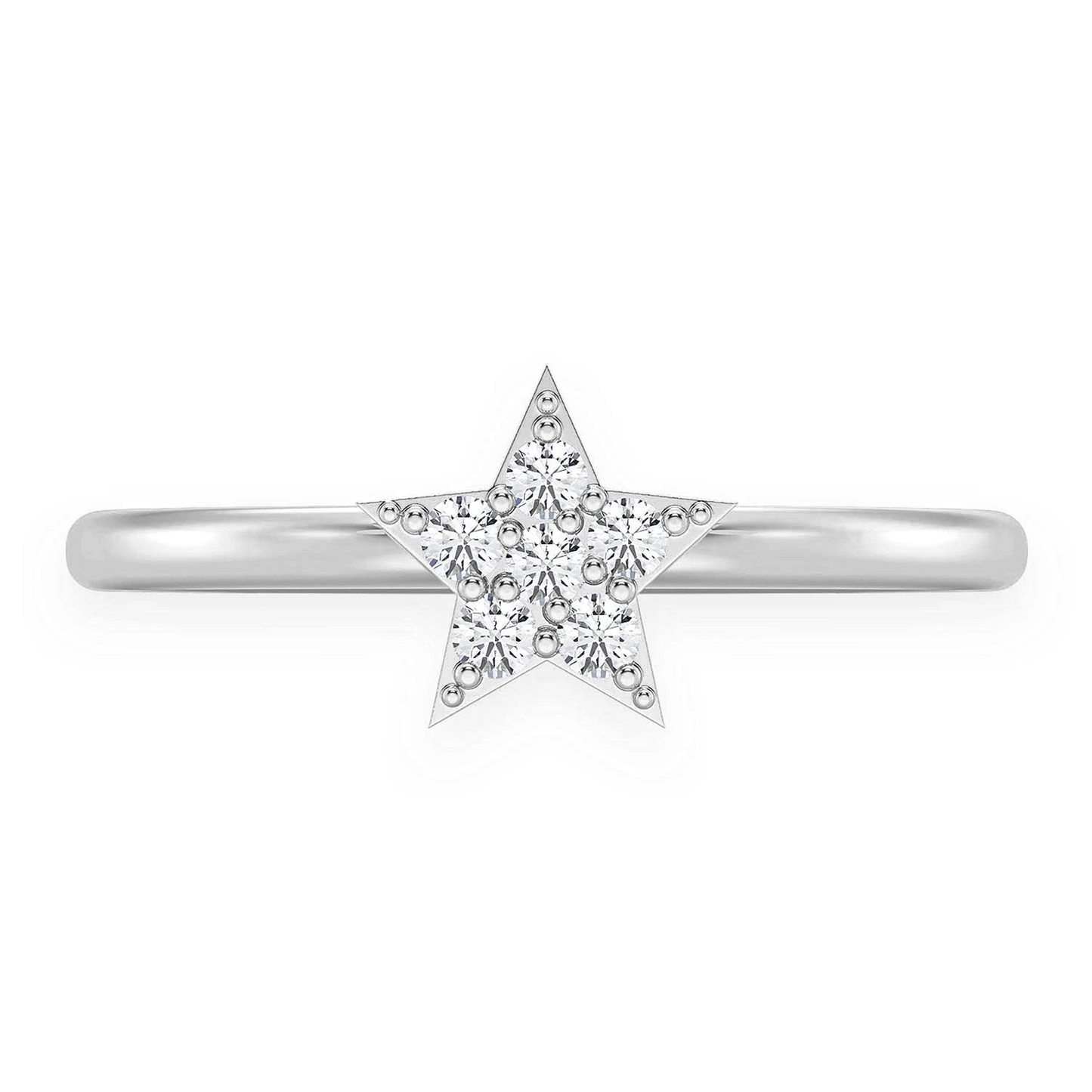 Petite Star Diamond Ring in 14K white gold, front view