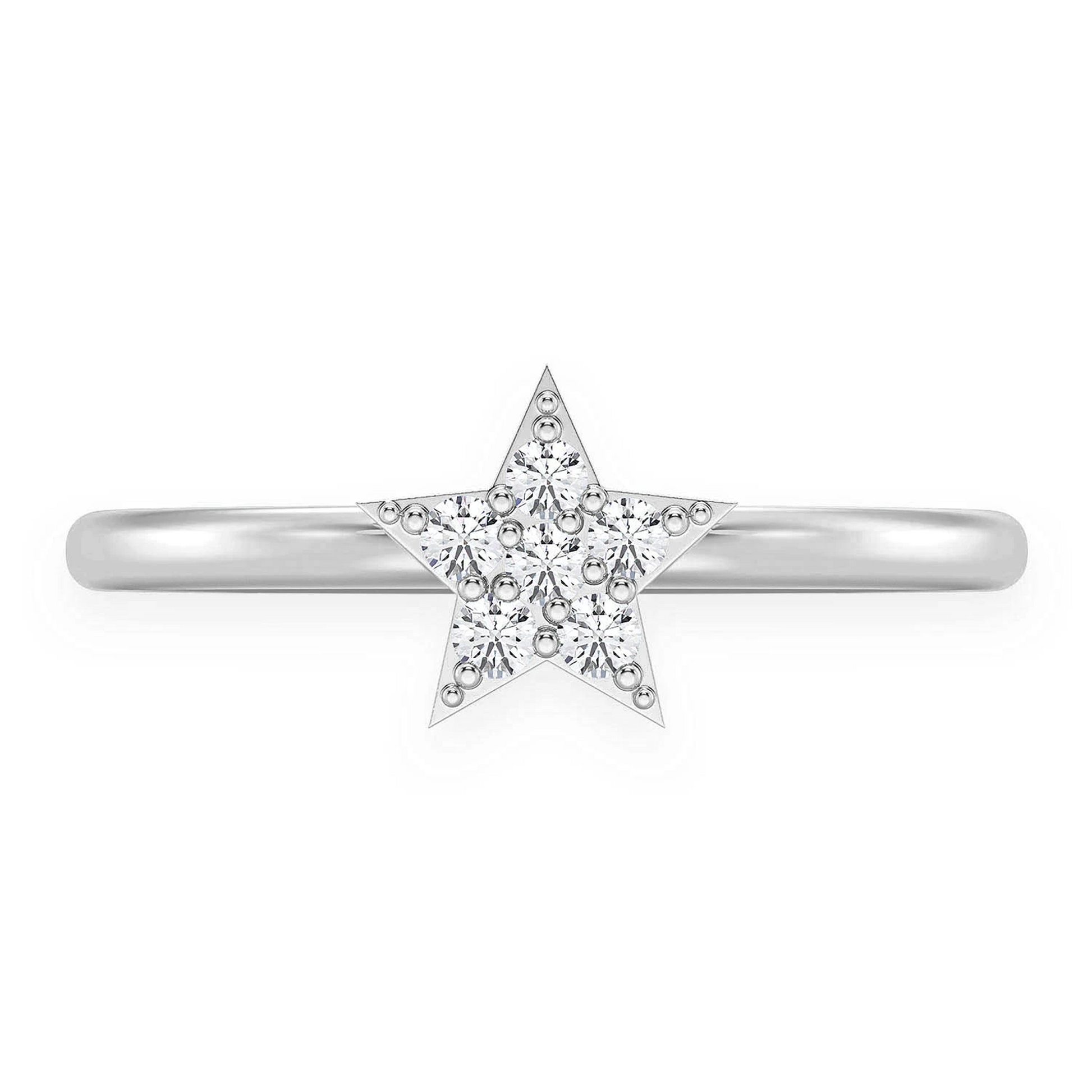 Petite Star Diamond Ring in 14K white gold, front view