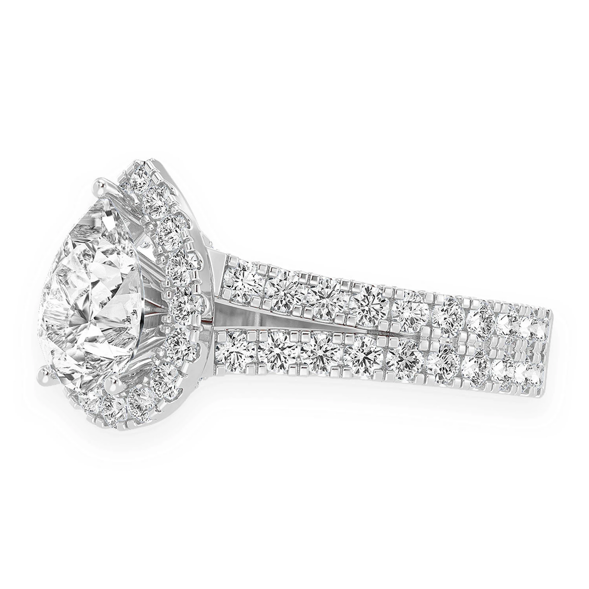 Classic Pear Solitaire Two Row Split Scallop Ring in 14K rose gold, alternate view 3