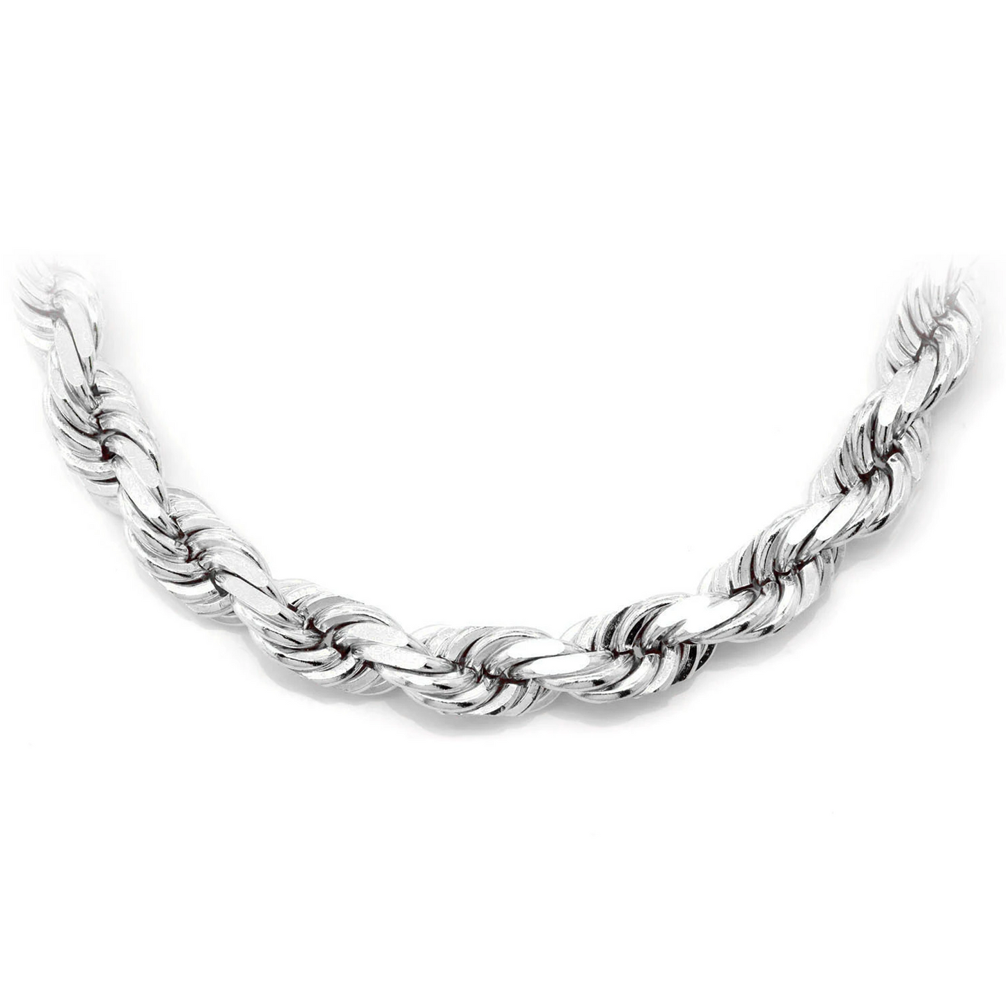 Rope Gold Chain in 14K white gold, 8mm width, front view