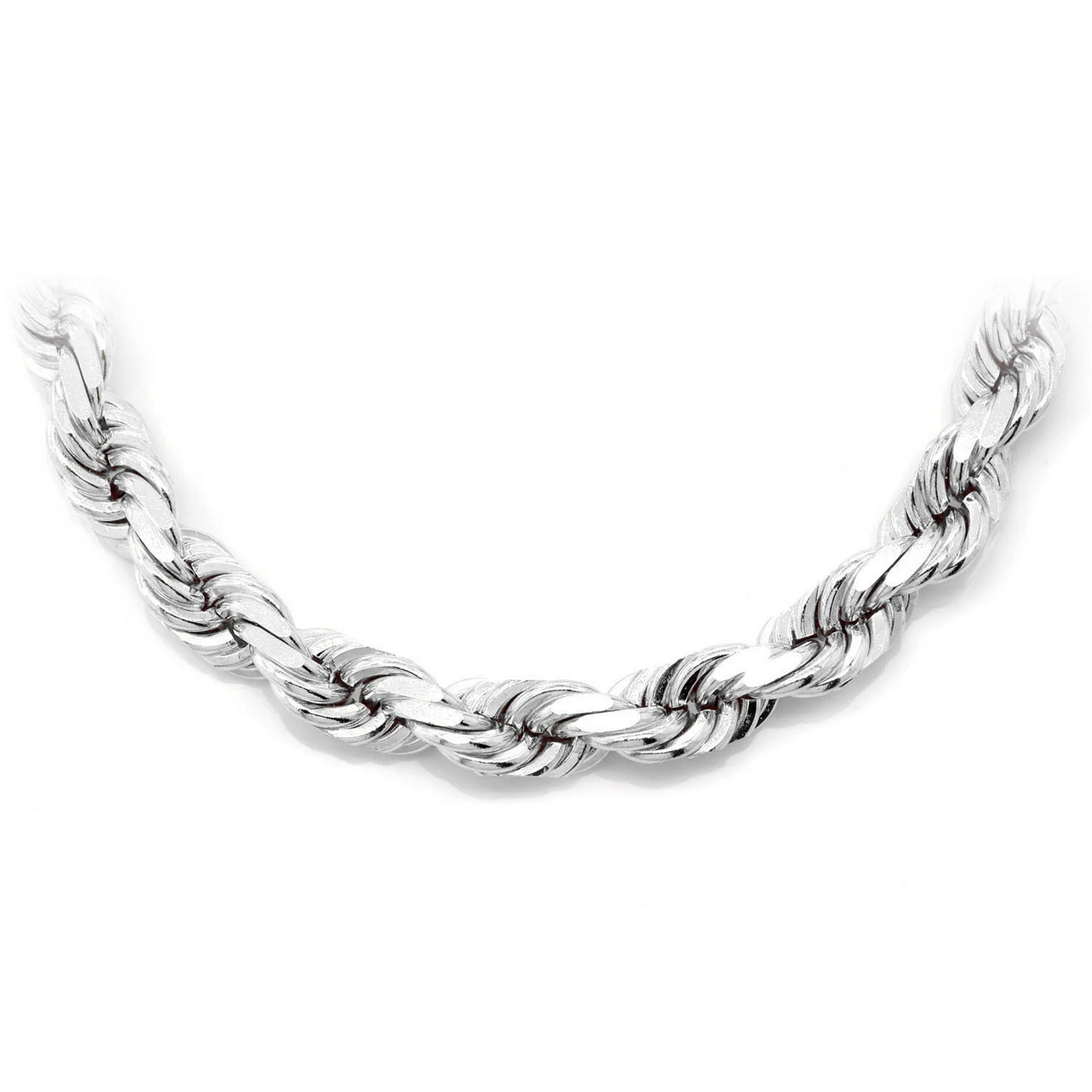 Rope Gold Chain in 14K white gold, 8mm width, front view