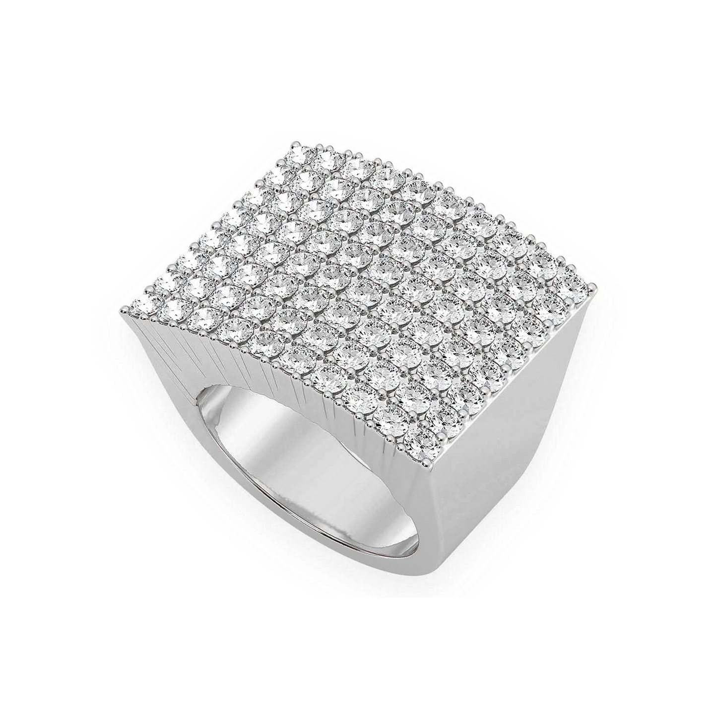 Square Dome Diamond Ring in 14K white gold, front view