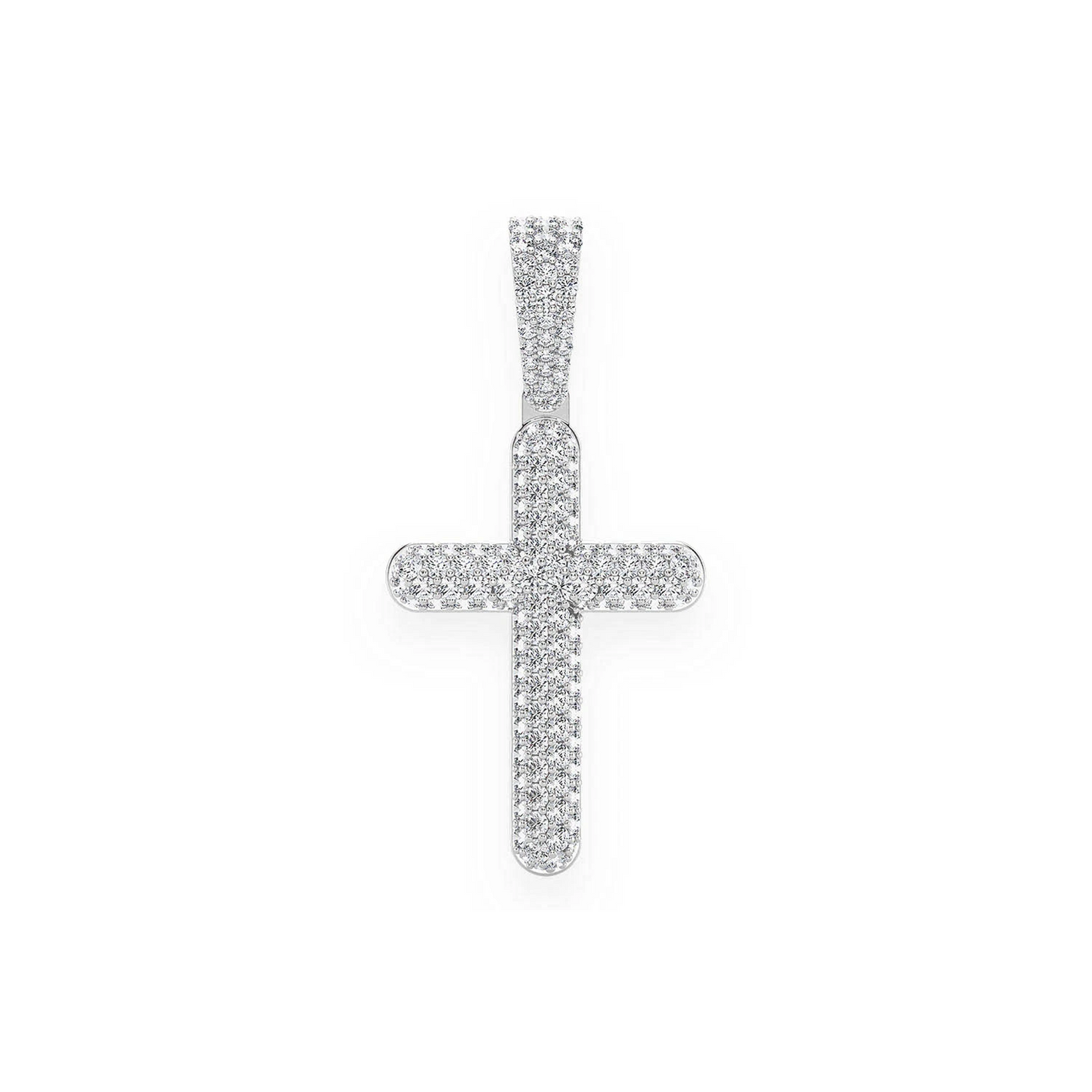 Bubbly Diamond Cross Pendant in 14K white gold, Standard | 1.10ctw, front view
