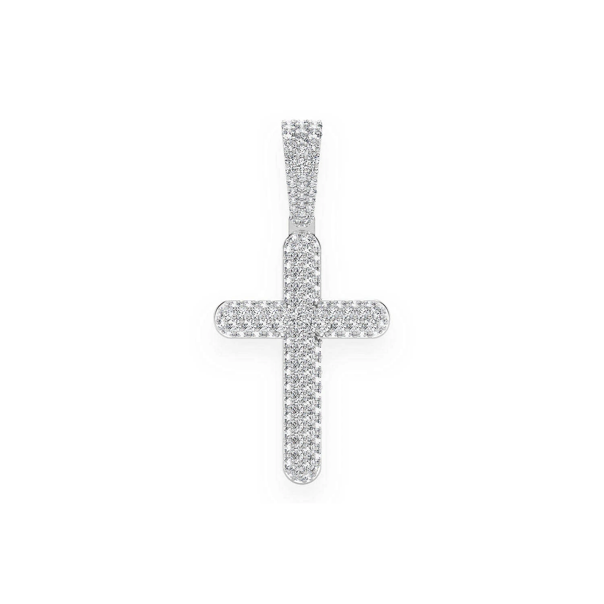 Bubbly Diamond Cross Pendant in 14K white gold, Standard | 1.10ctw, front view