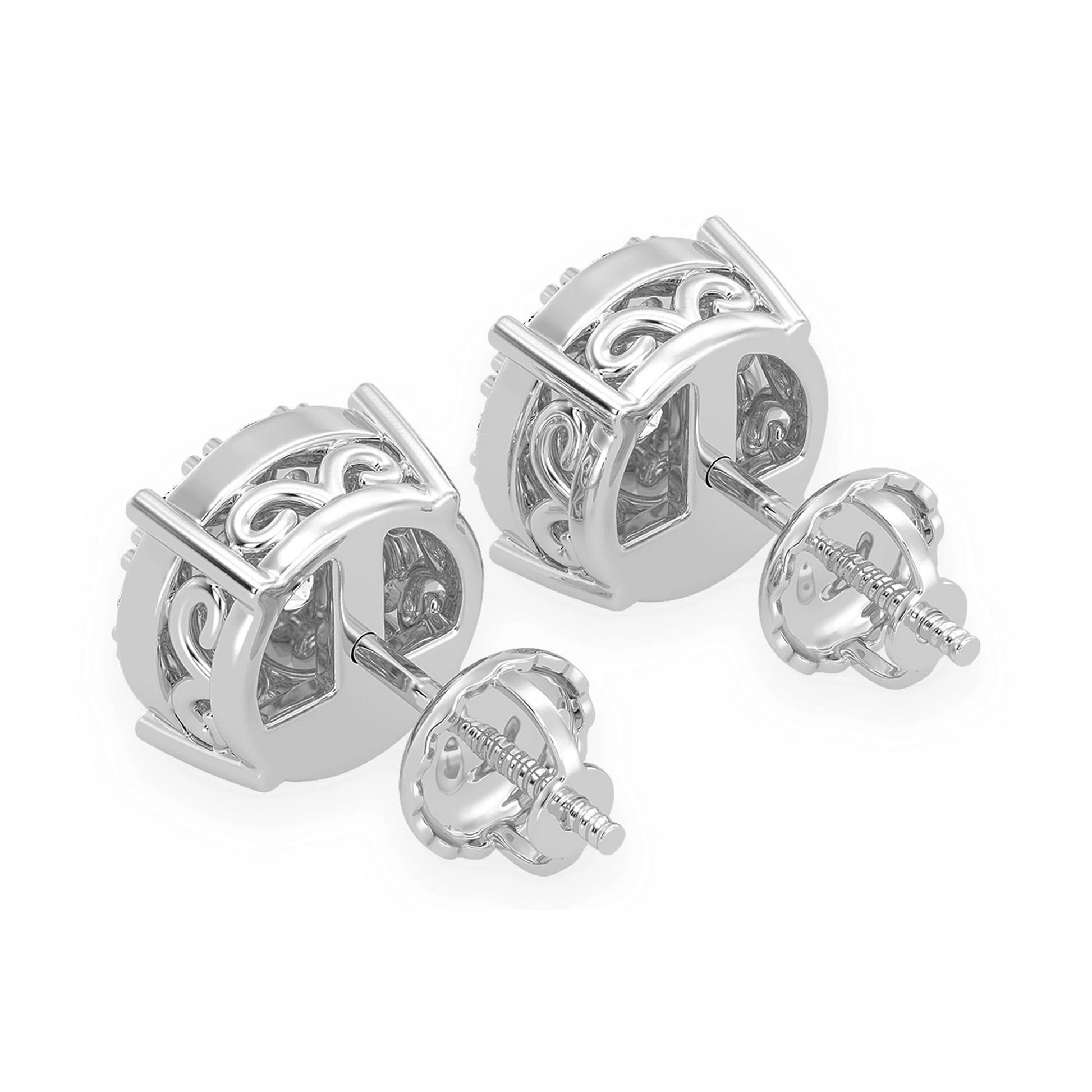 Mosaic Diamond Studs in 14K white gold, 1.00ctw, detail view