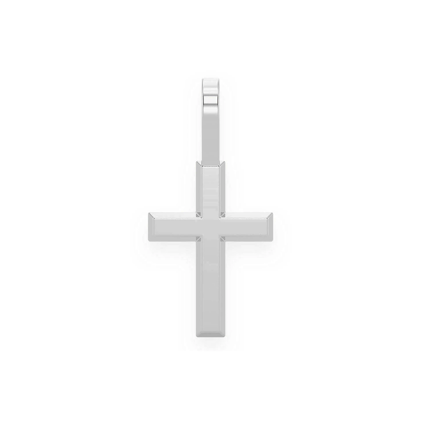 Angle Solid Gold Cross in 14K white gold, front view