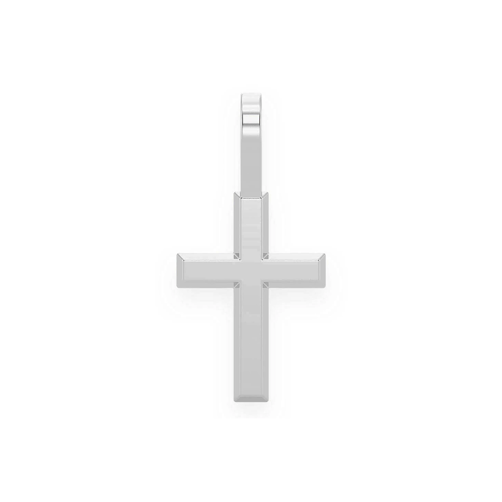 Angle Solid Gold Cross in 14K white gold, front view