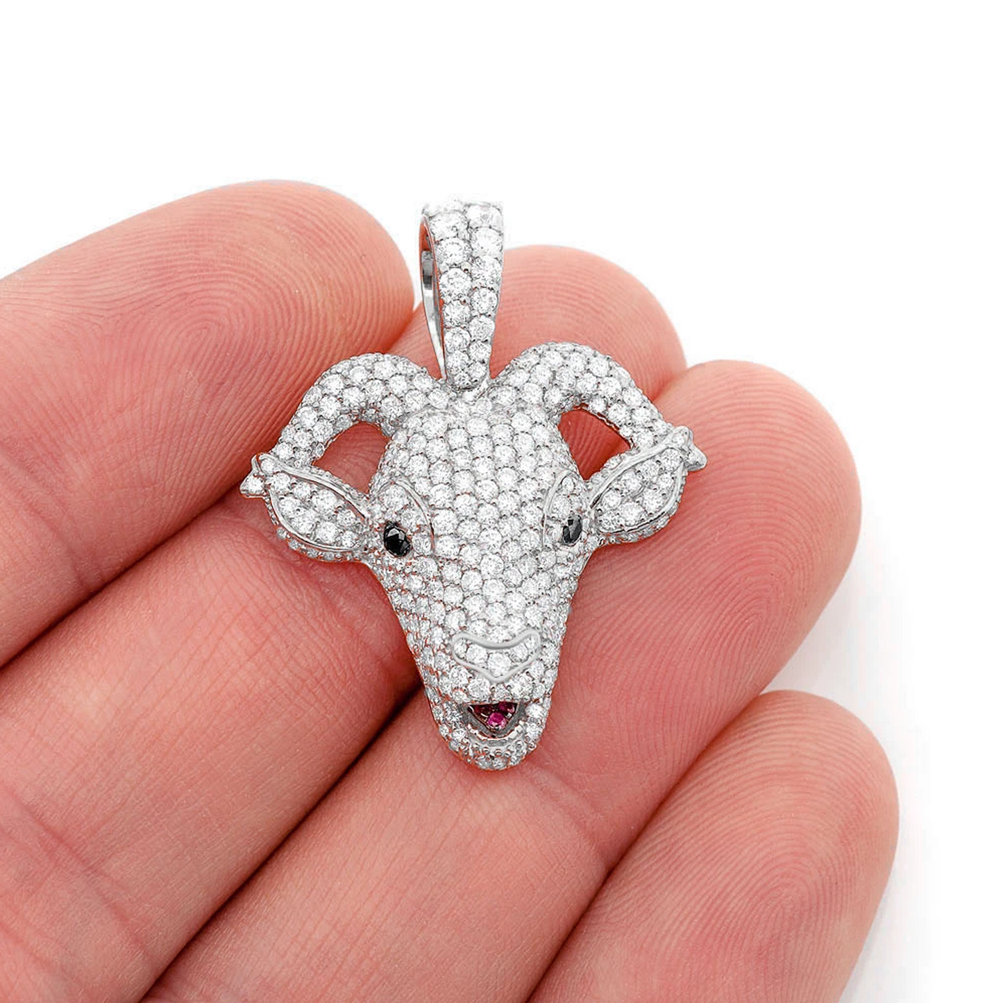 Goat Head Diamond Pendant in 14K white gold, Large | 2.50ctw, angled view