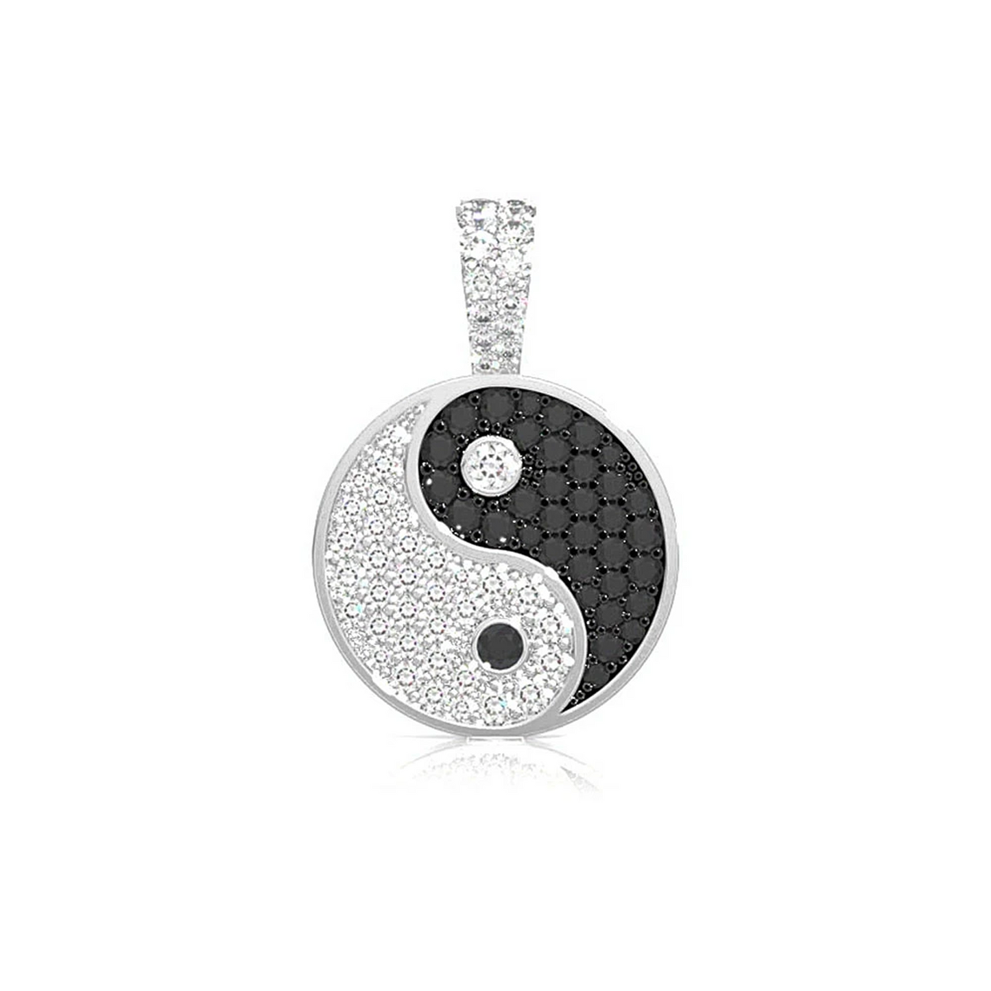 Yin Yang Diamond Pendant in 14K white gold, front view