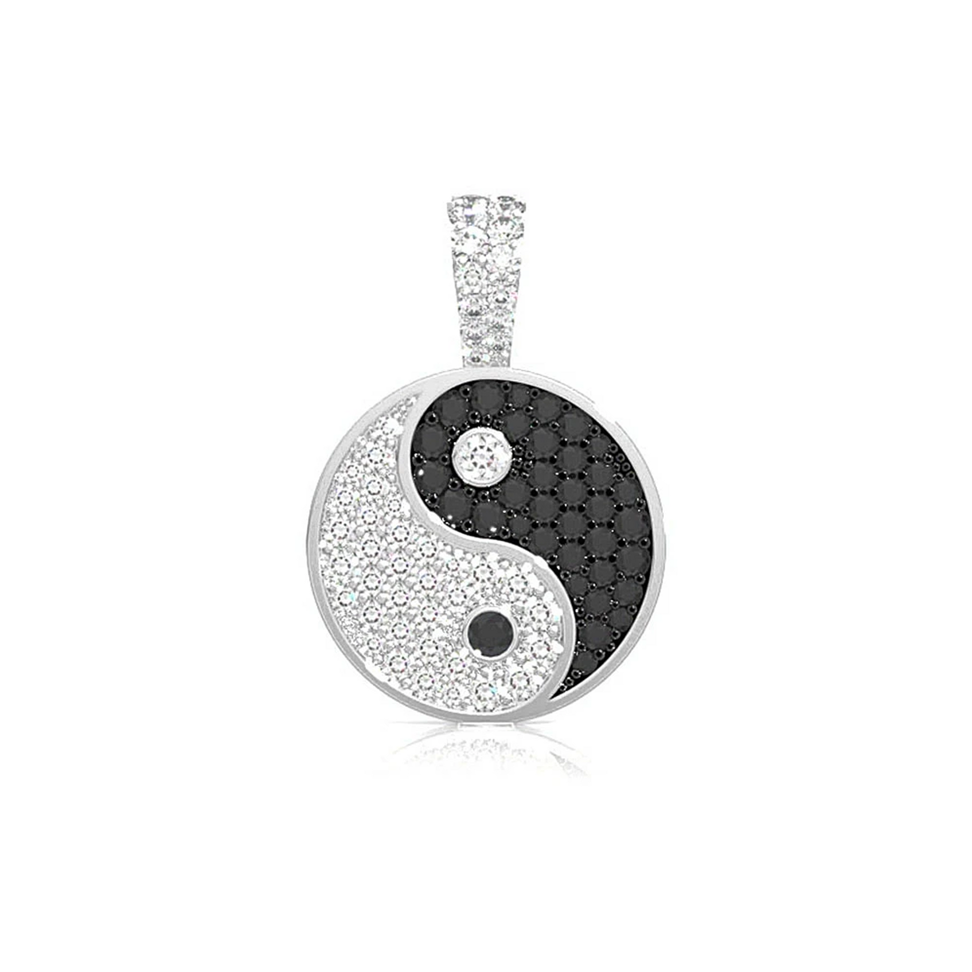 Yin Yang Diamond Pendant in 14K white gold, front view