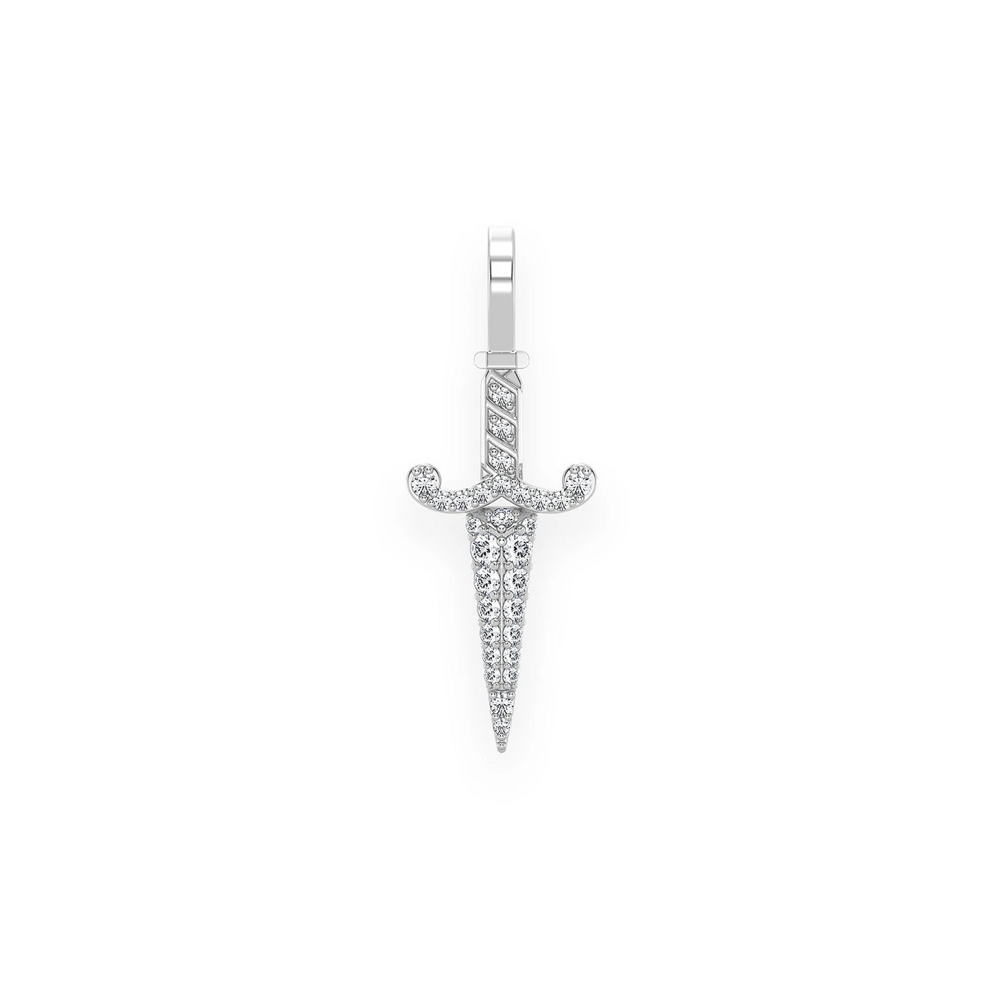 Dagger Pendant in 14K white gold, Set | 0.20ctw, front view